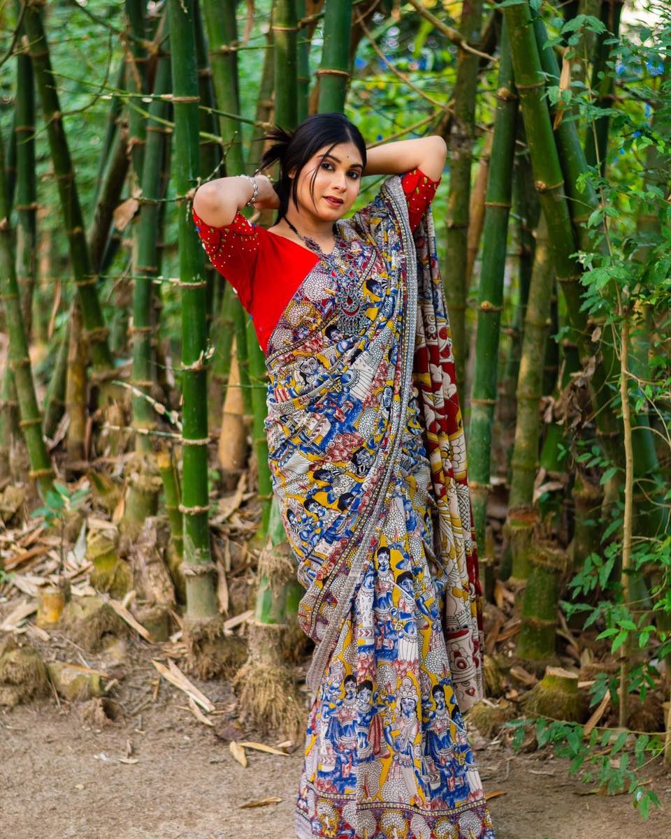 Kahini Kalamkari Pure Cotton Saree