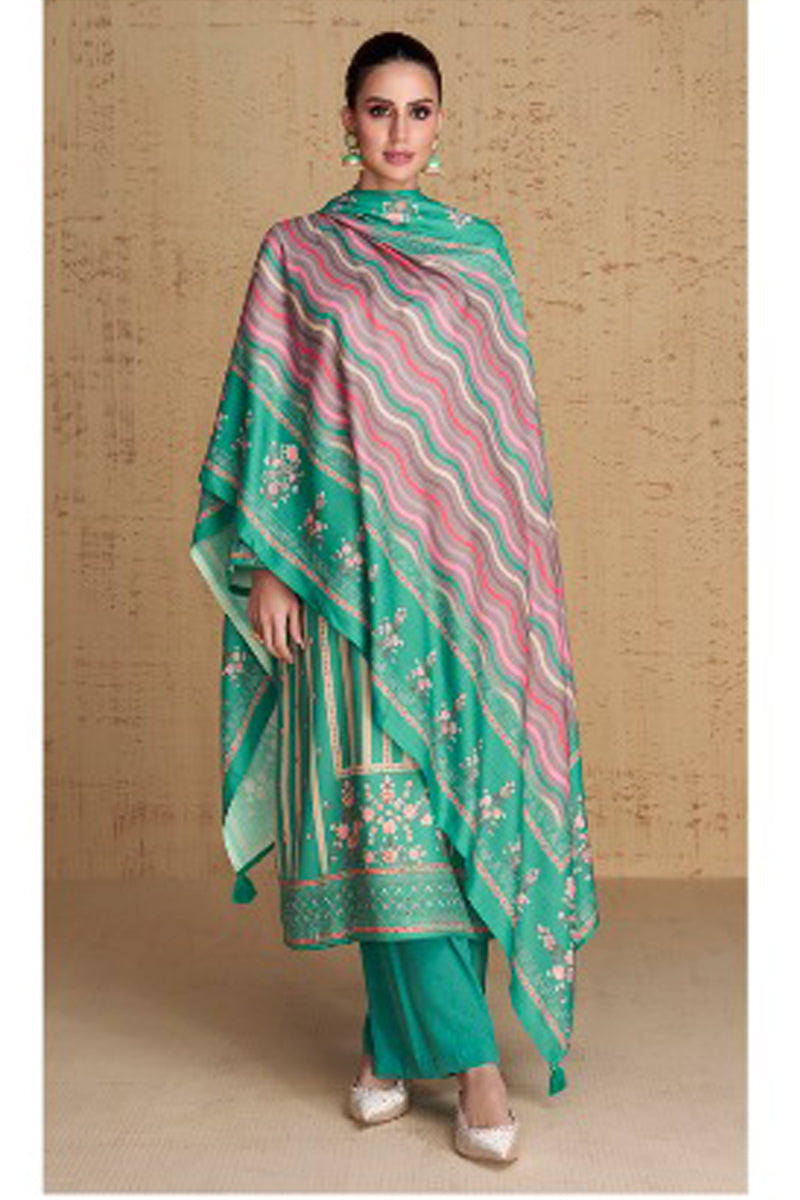 Sea green Pure Pasmina Silk Suit Set