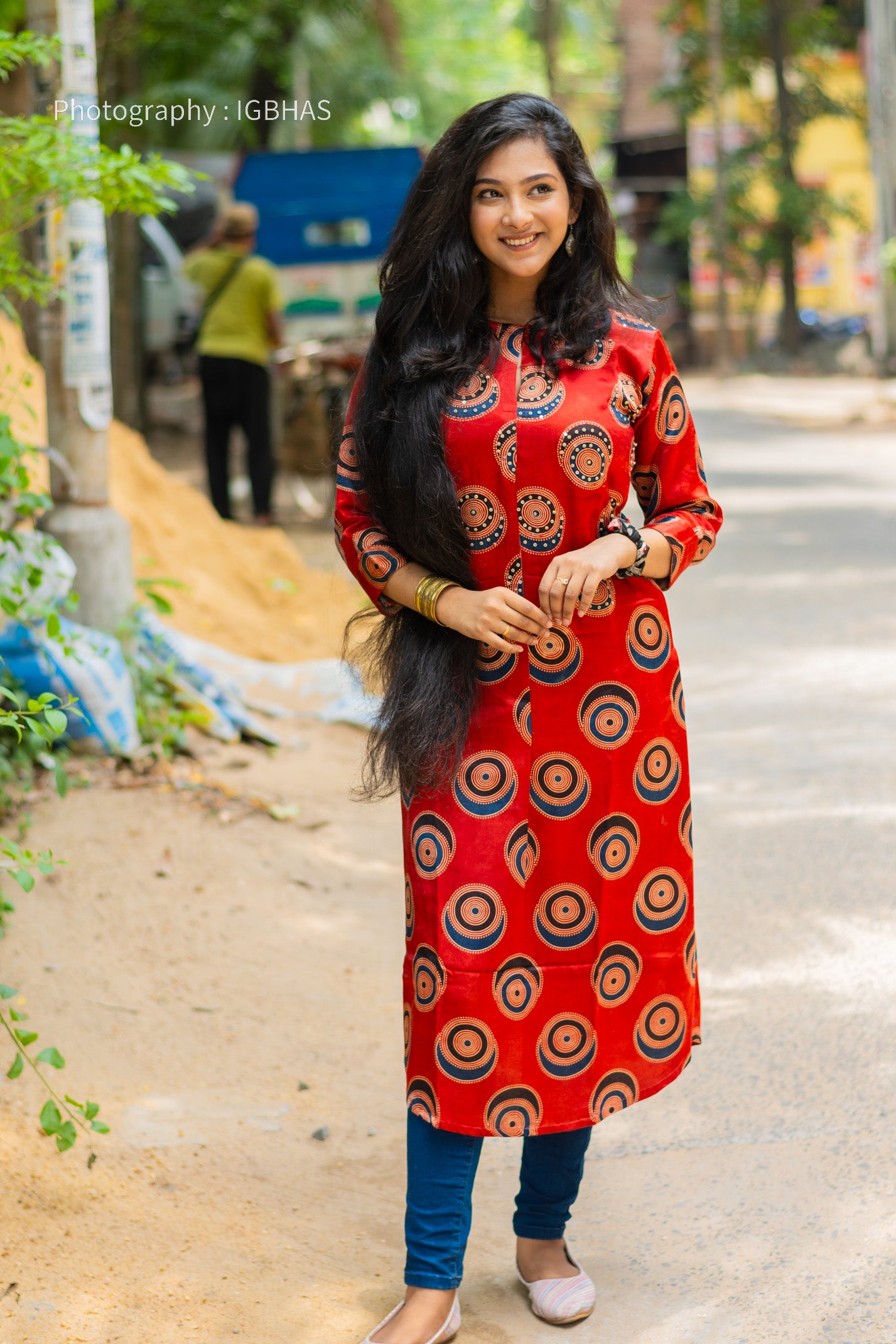 Rustic Auburn Red Modal Silk Designer Kurta