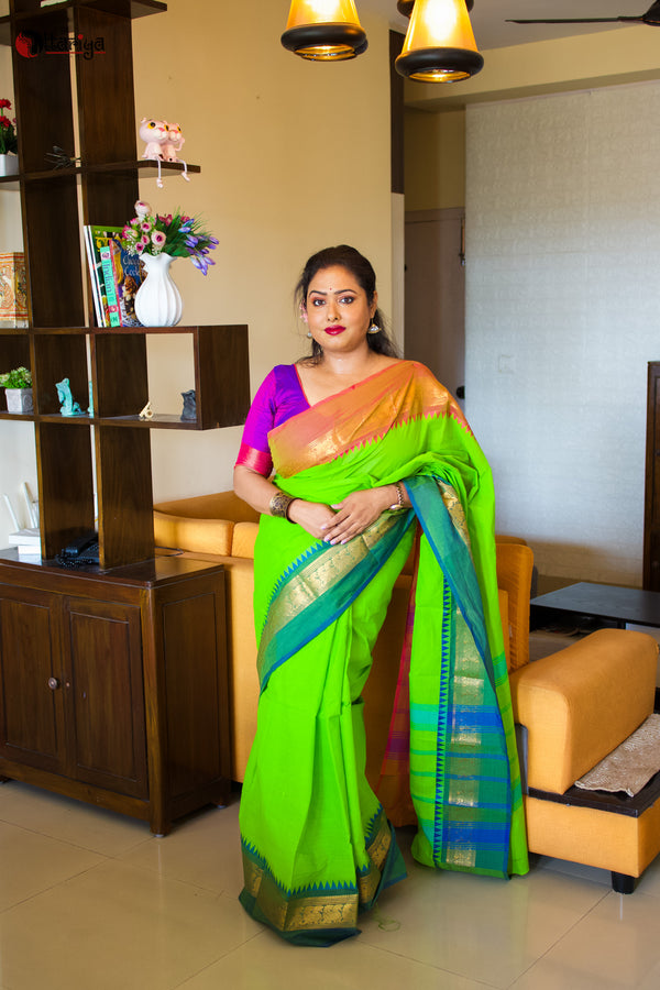Whispering Petals Cotton Saree - Uttariya