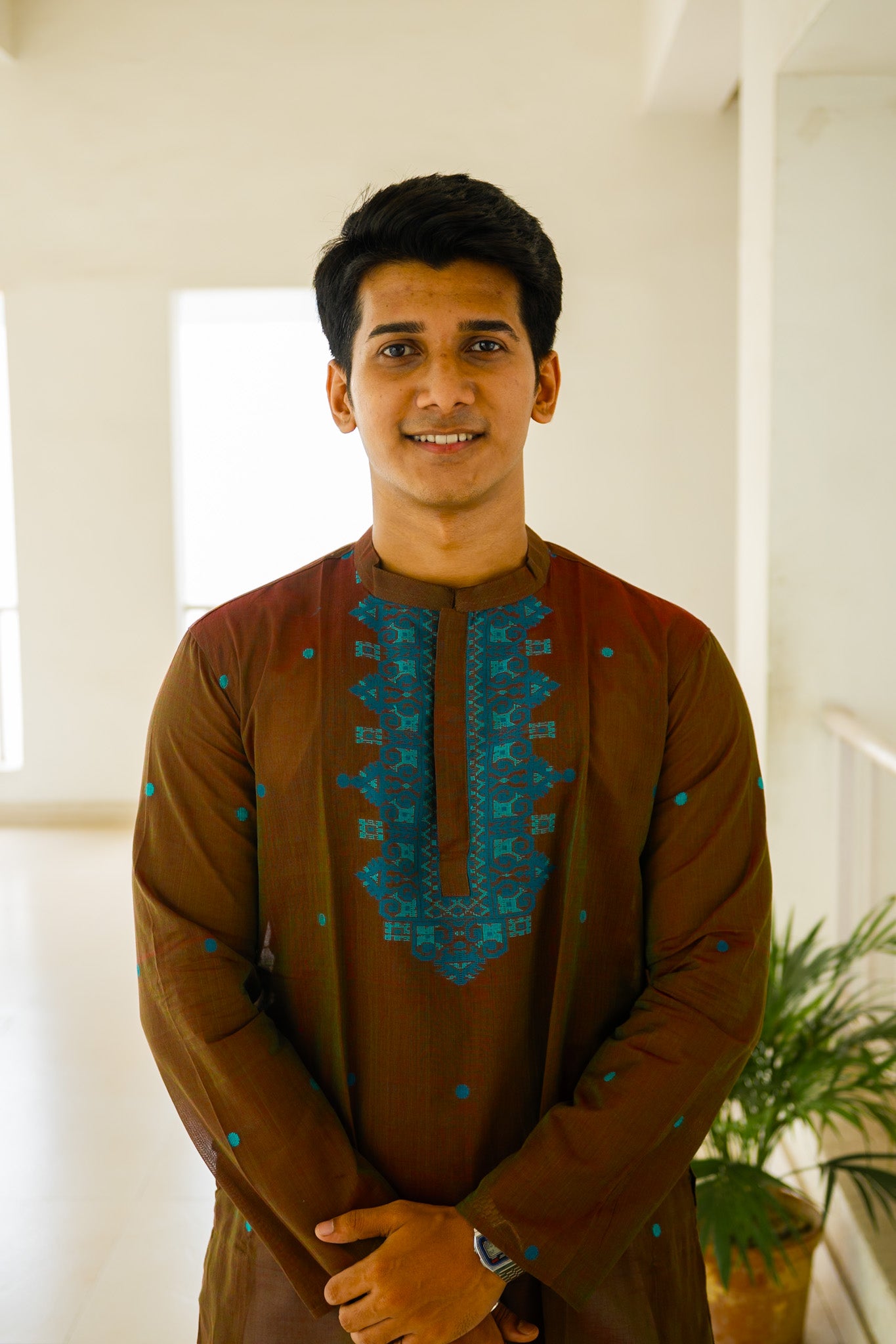 Choco jamdani silk kurta