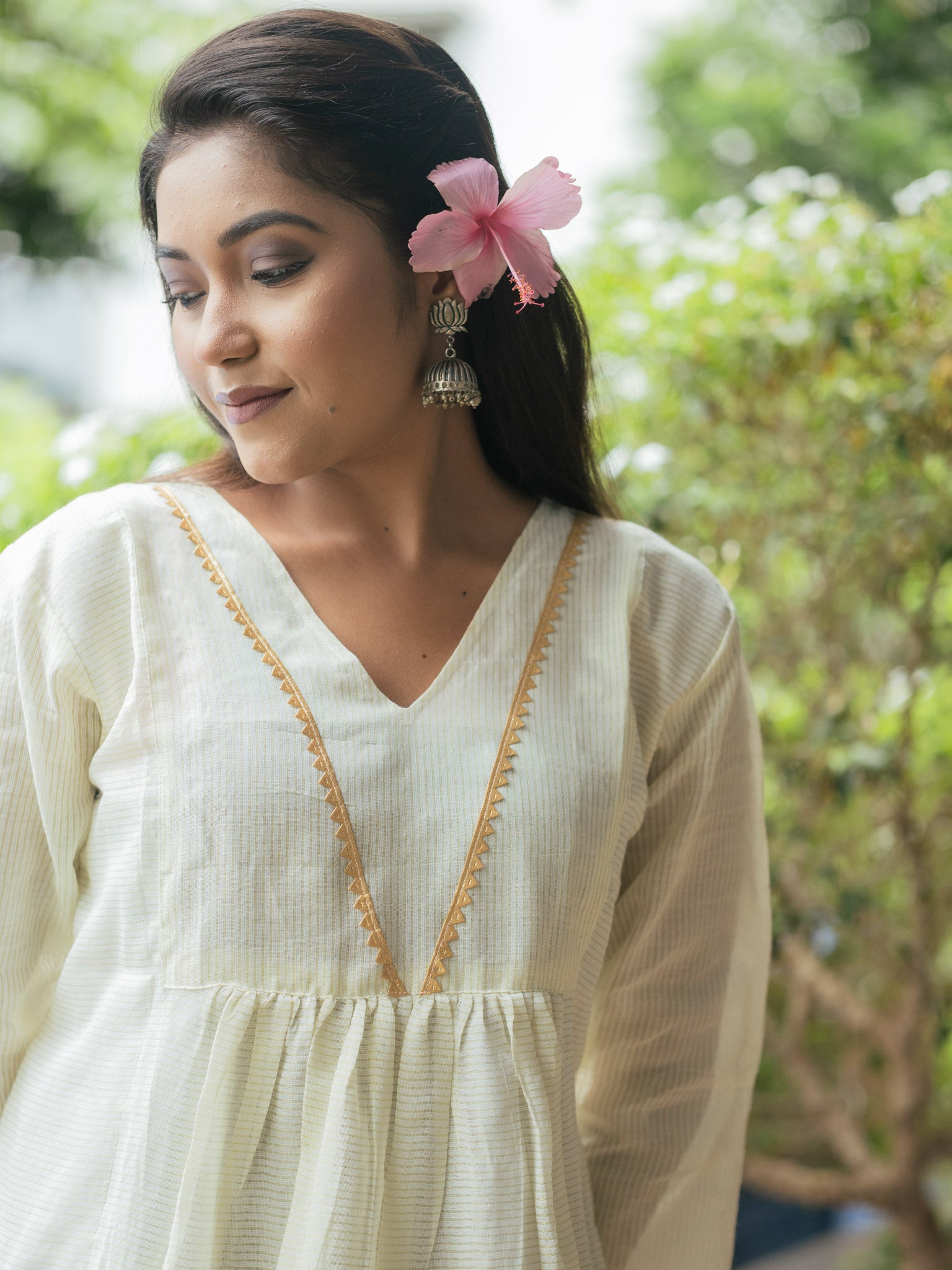Elegant Off-White Cotton Midi Dress with Minimal Detailing