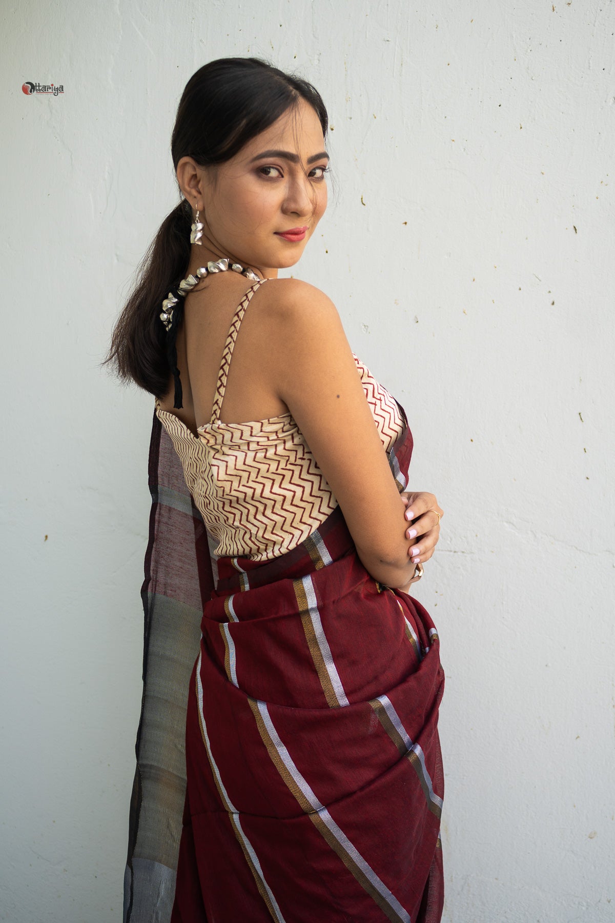 Marron Gold Handloom Saree