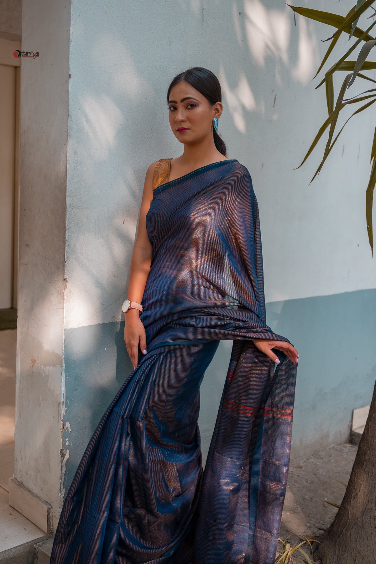 Blue Shine In Party Handloom Cotton Saree