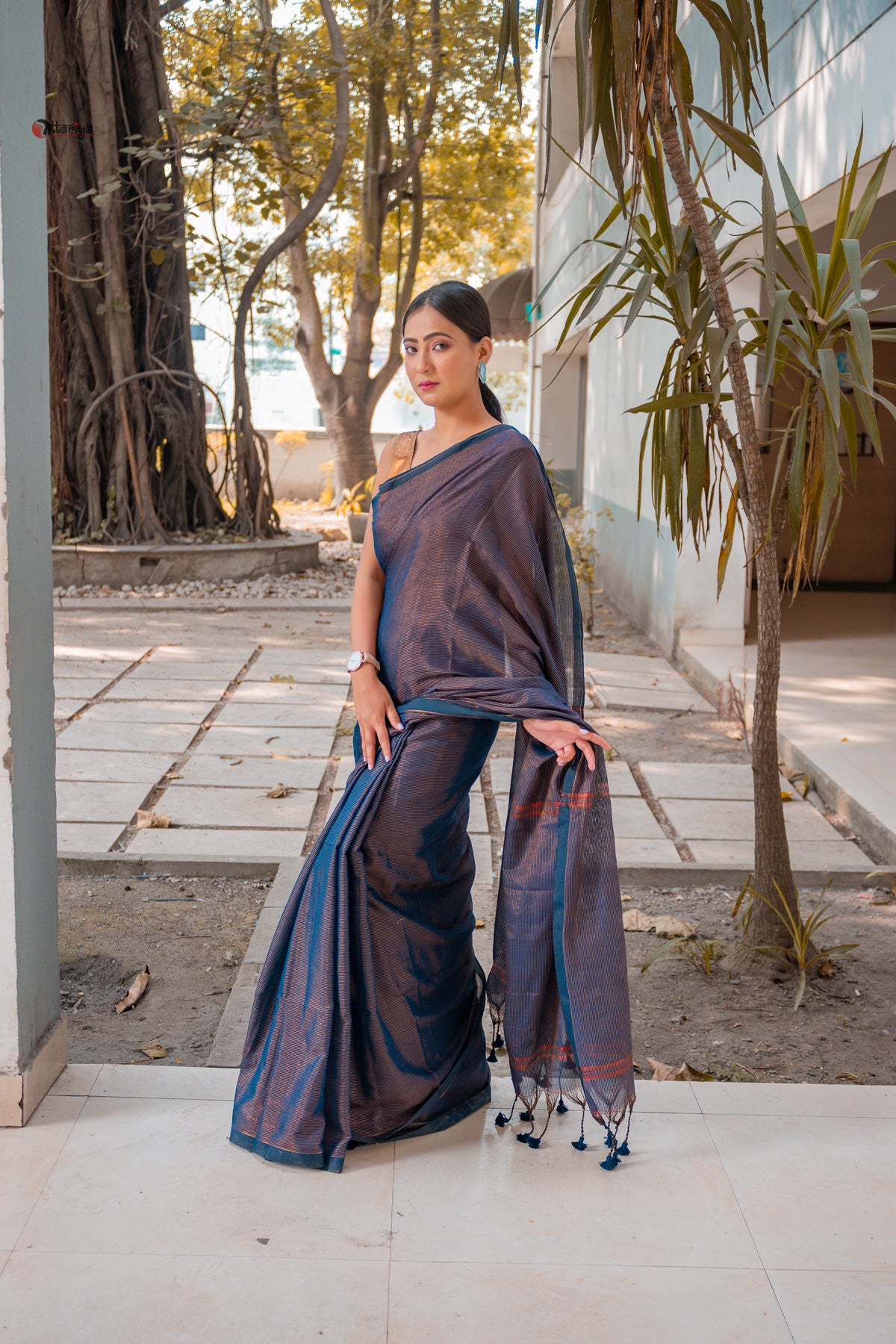 Blue Shine In Party Handloom Cotton Saree