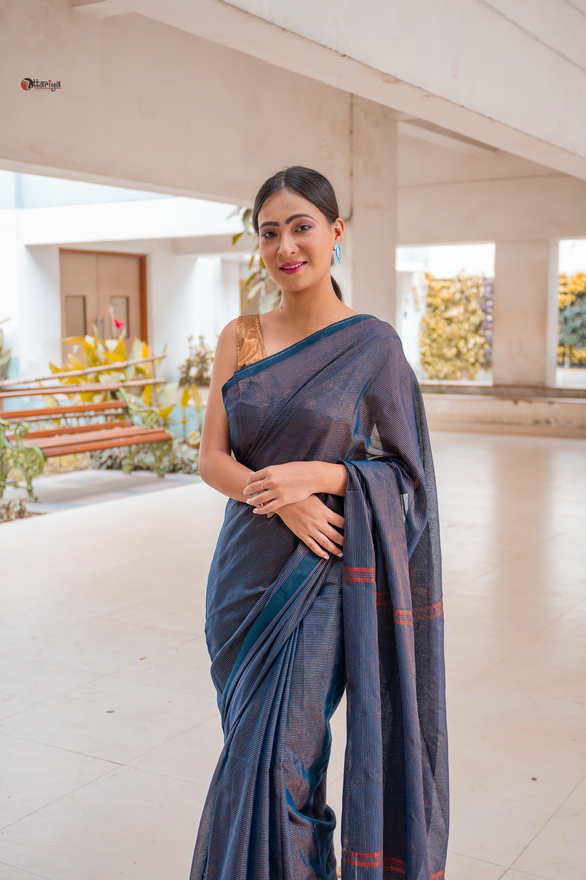 Blue Shine In Party Handloom Cotton Saree