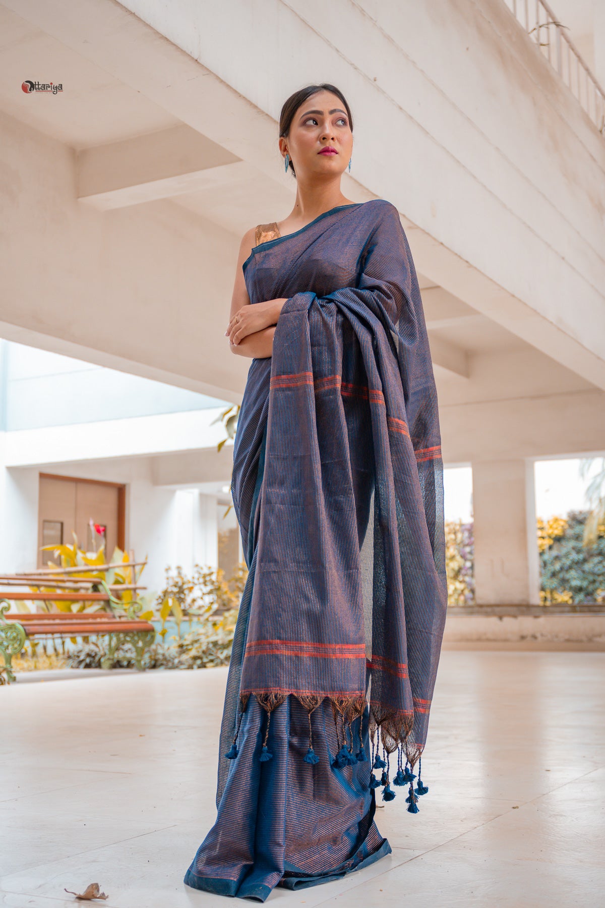 Blue Shine In Party Handloom Cotton Saree