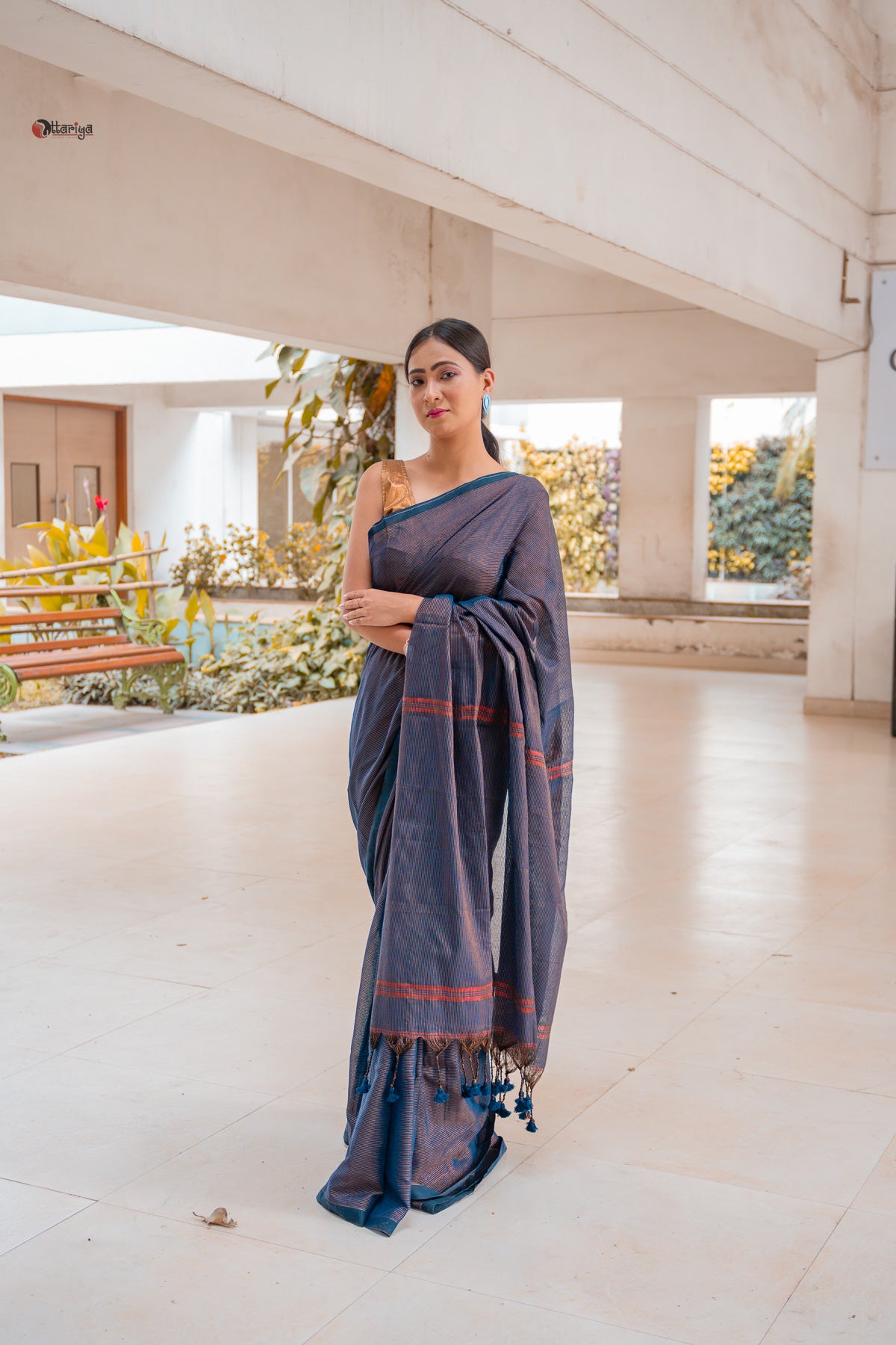 Blue Shine In Party Handloom Cotton Saree