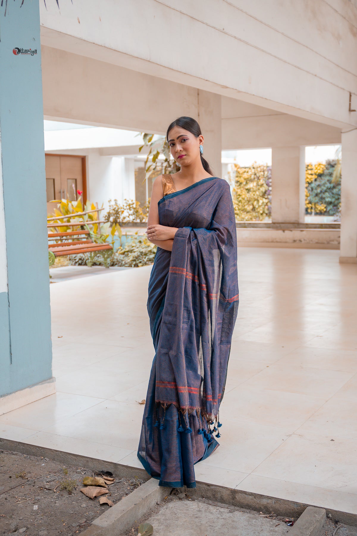 Blue Shine In Party Handloom Cotton Saree