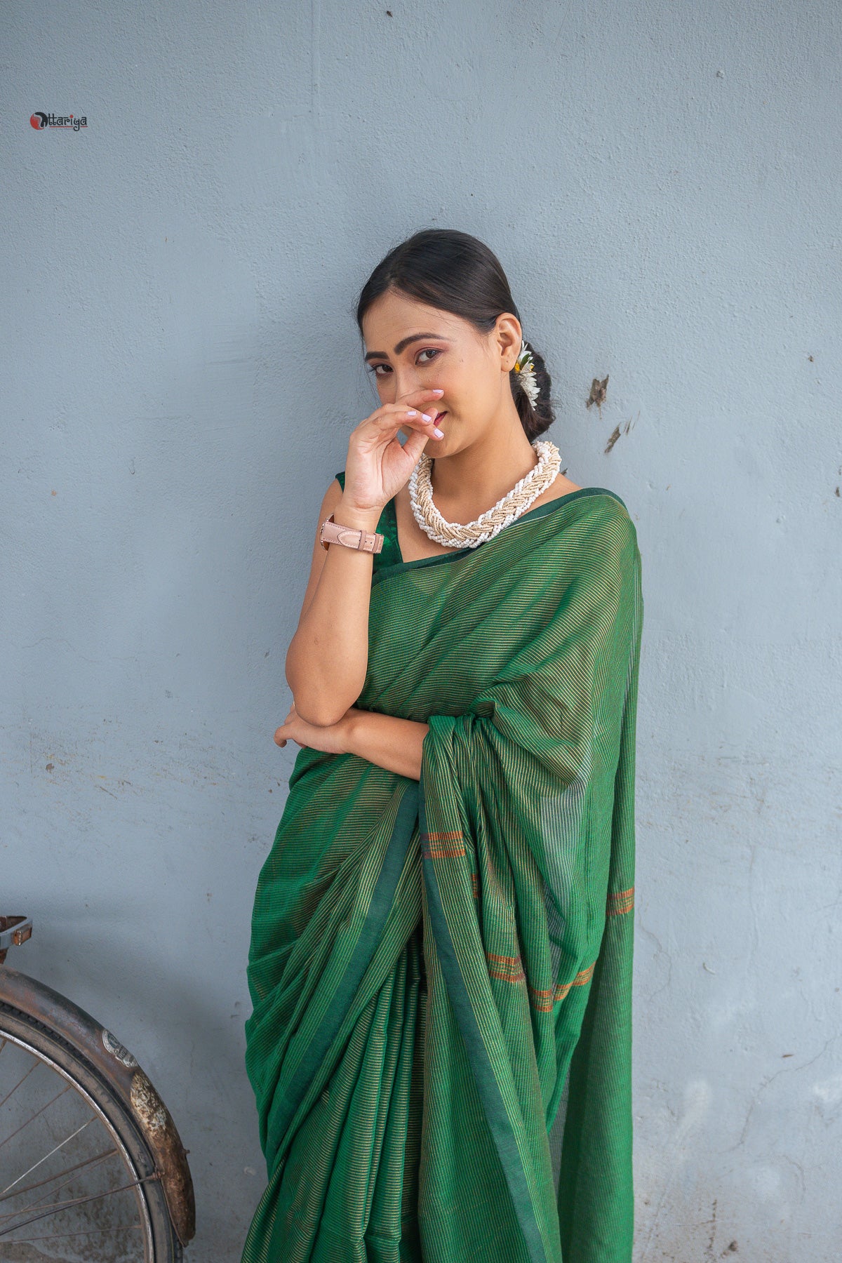 Green Shine In Party Handloom Cotton Saree