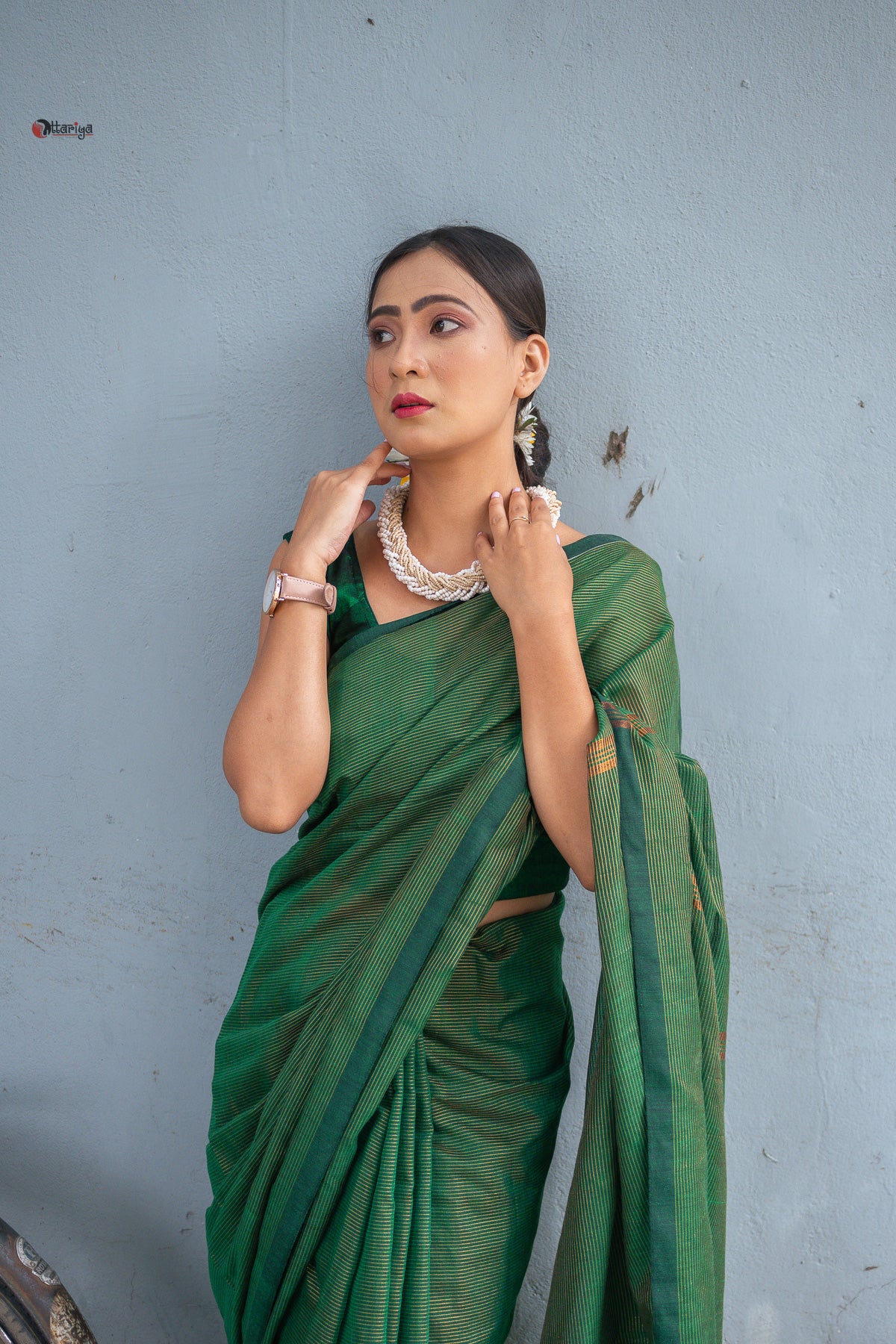 Green Shine In Party Handloom Cotton Saree