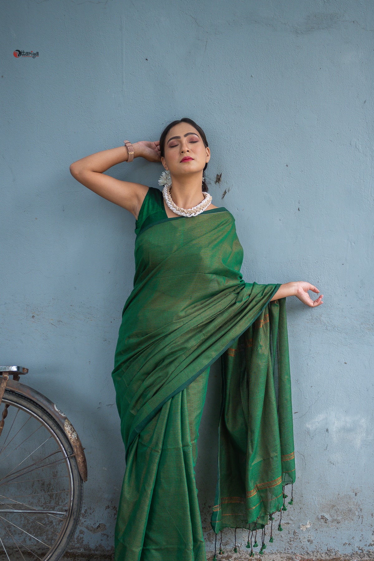 Green Shine In Party Handloom Cotton Saree