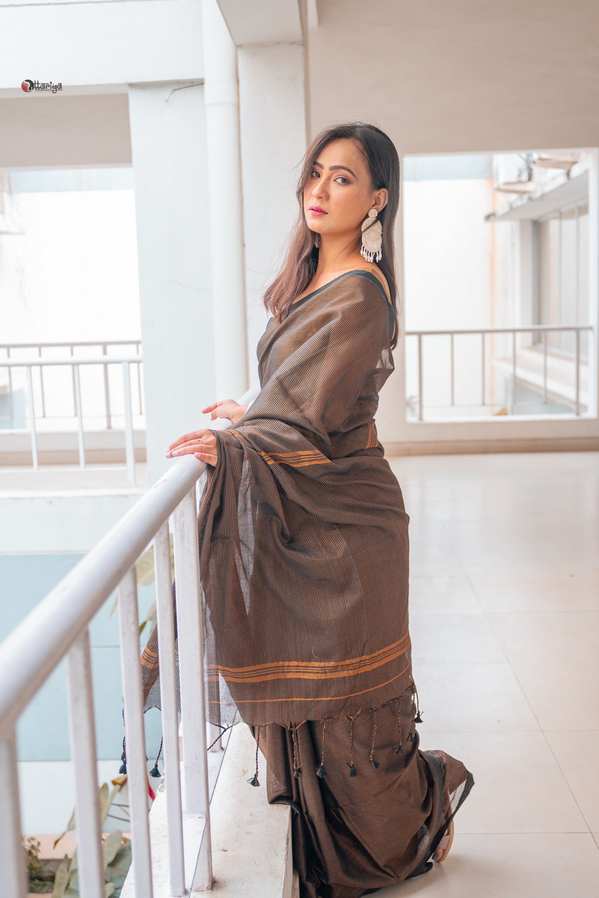 Black Shine In Party Handloom Cotton Saree