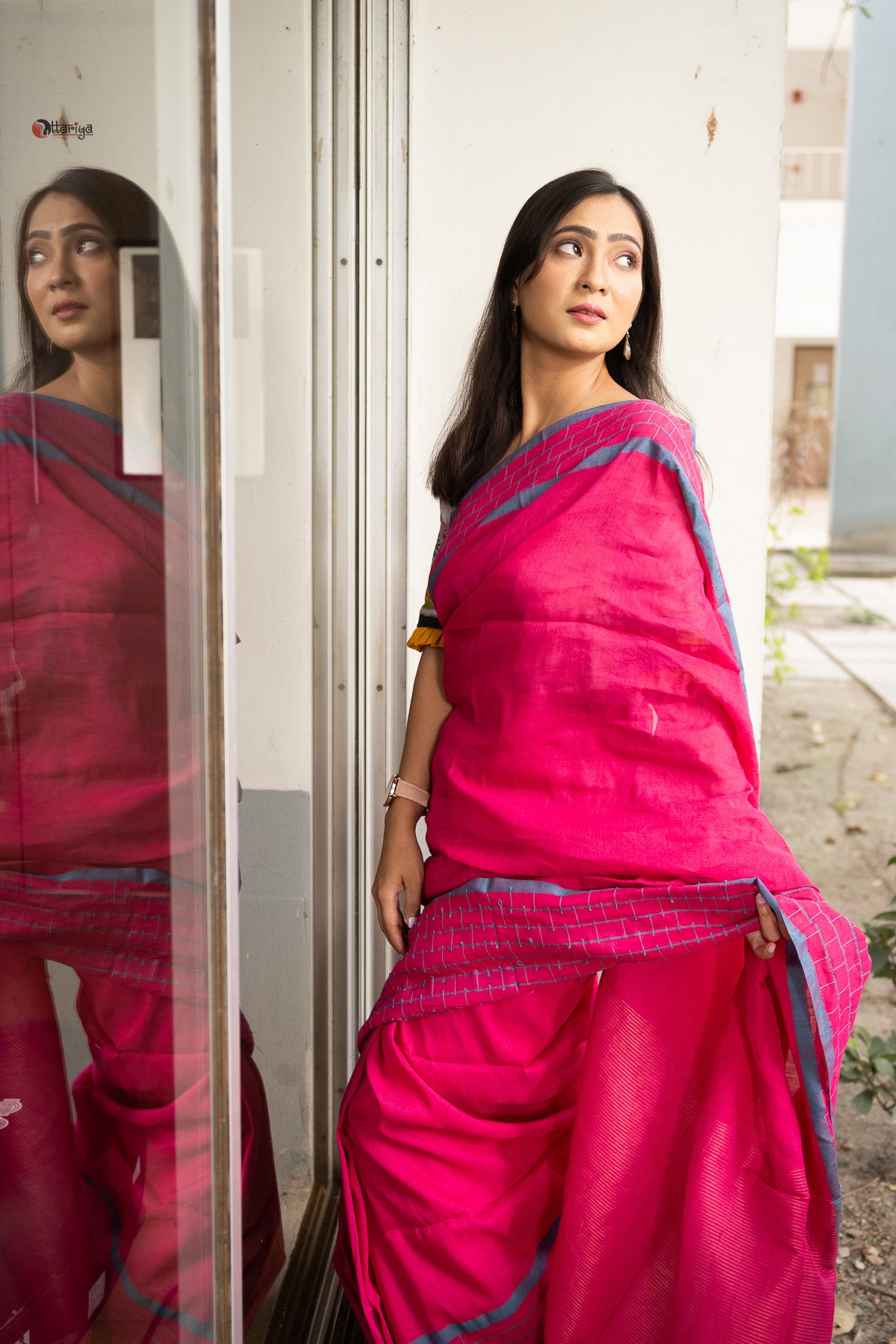 Pink O Love Linen Saree