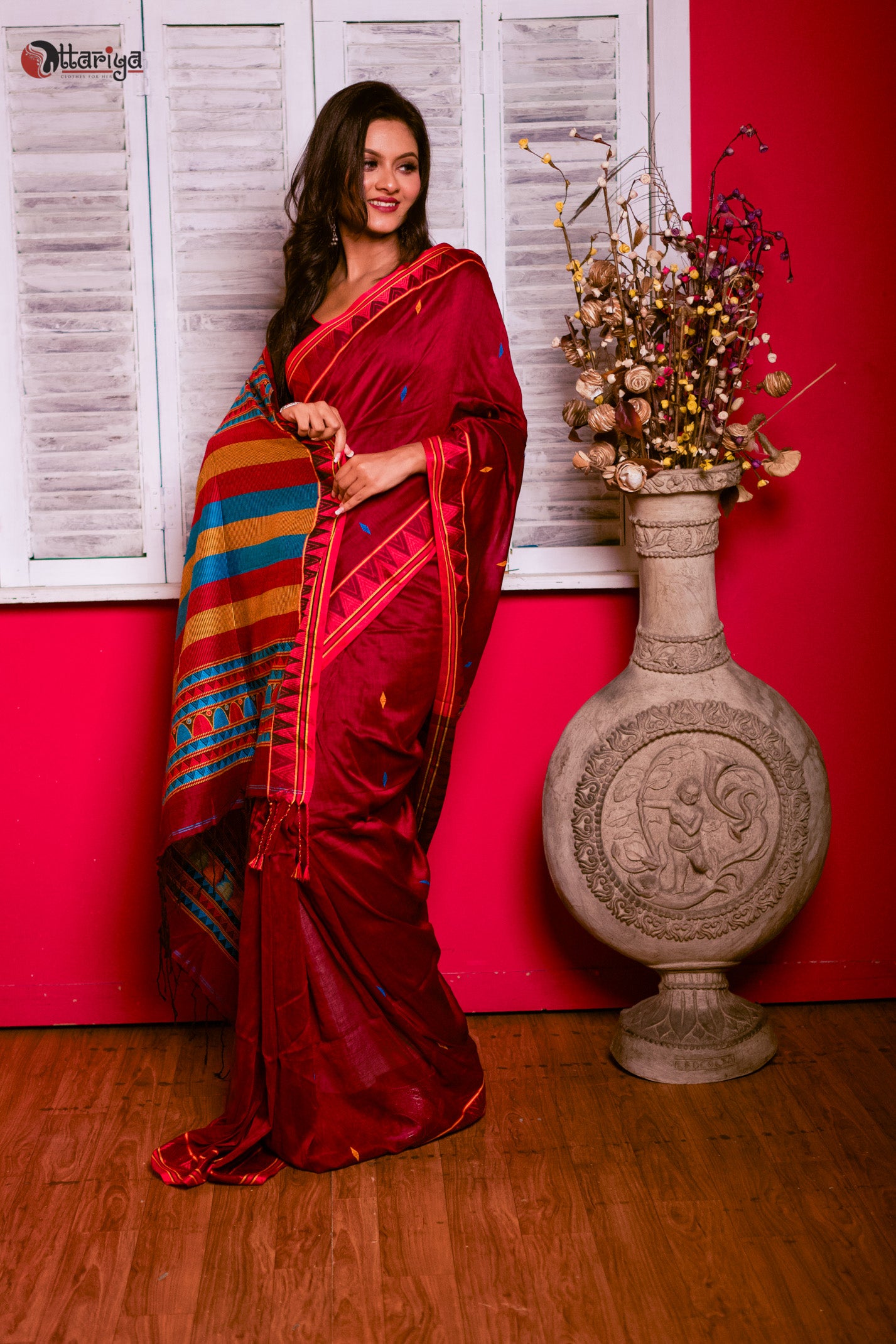 Maroon dongria Saree