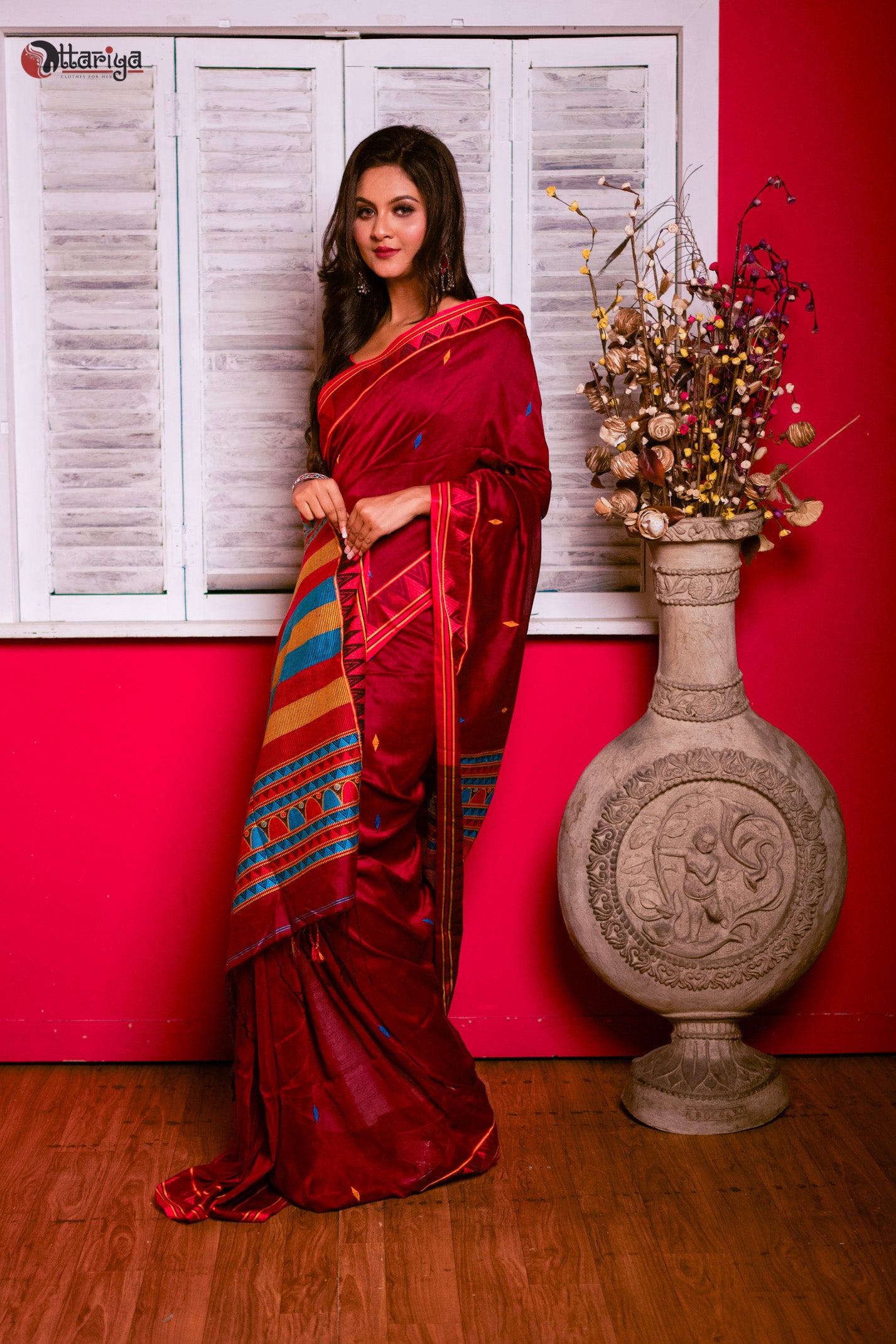 Maroon dongria Saree