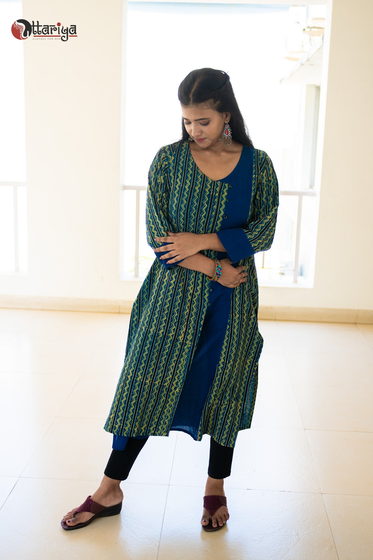 Organic Khadi Bliss Ajrakh Cotton Kurti - Uttariya