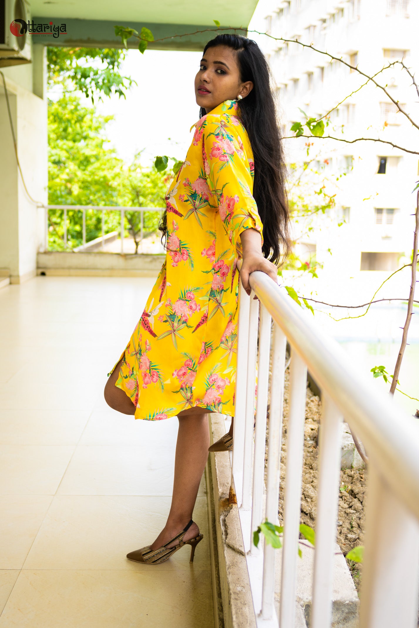 Sunehri Saaj Printed Maslin Silk Dress - Uttariya