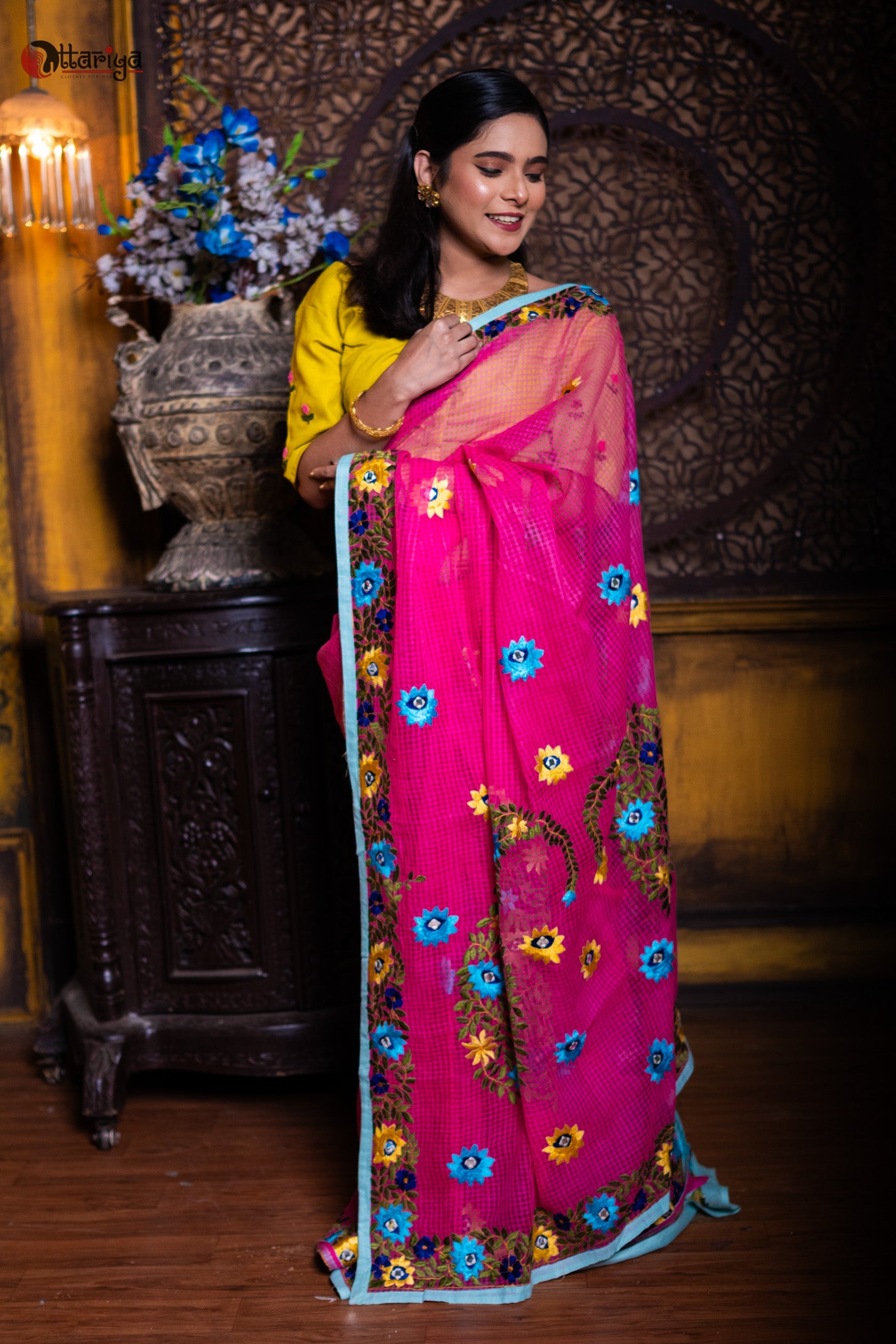 Pink Rani Pasmina Saree