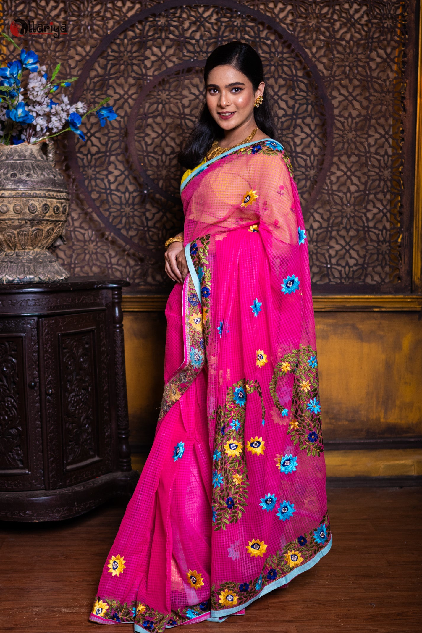 Pink Rani Pasmina Saree