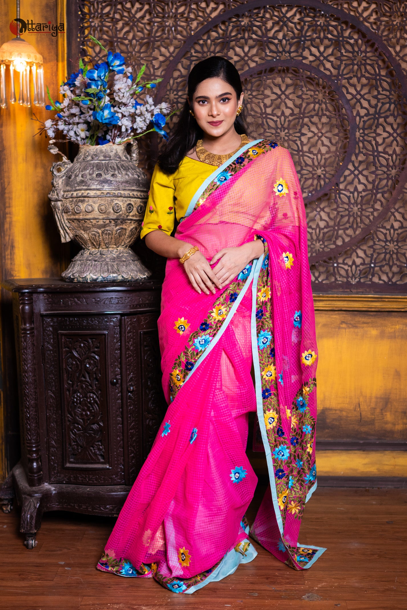 Pink Rani Pasmina Saree