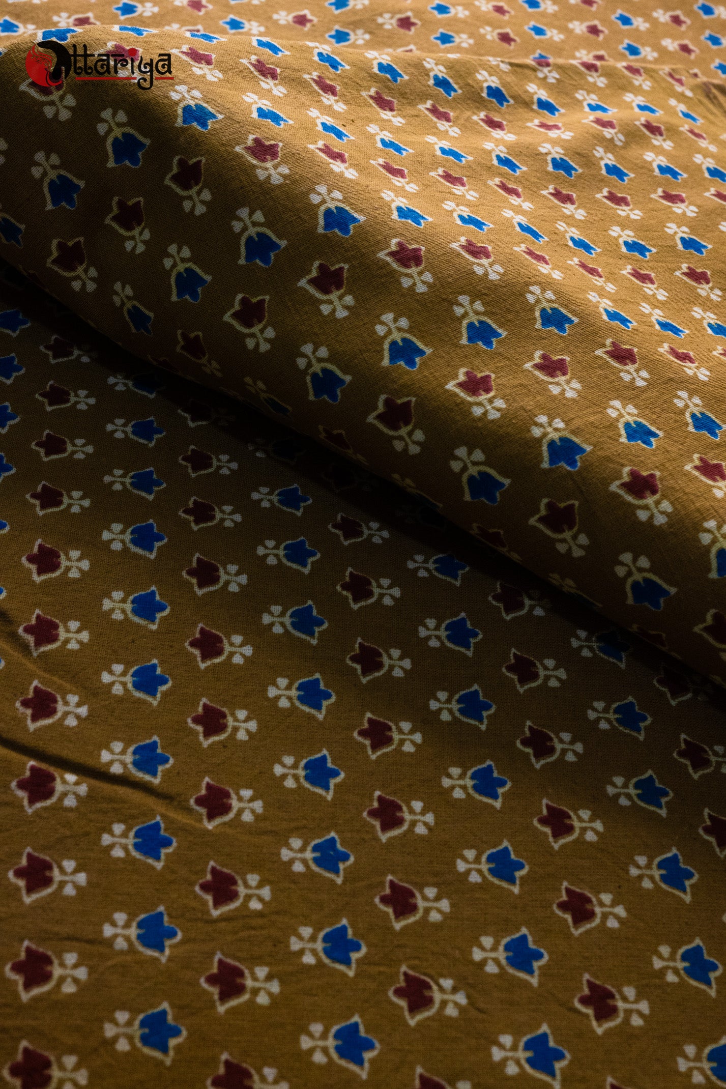 Yellow Ajrakh FAbric - Uttariya