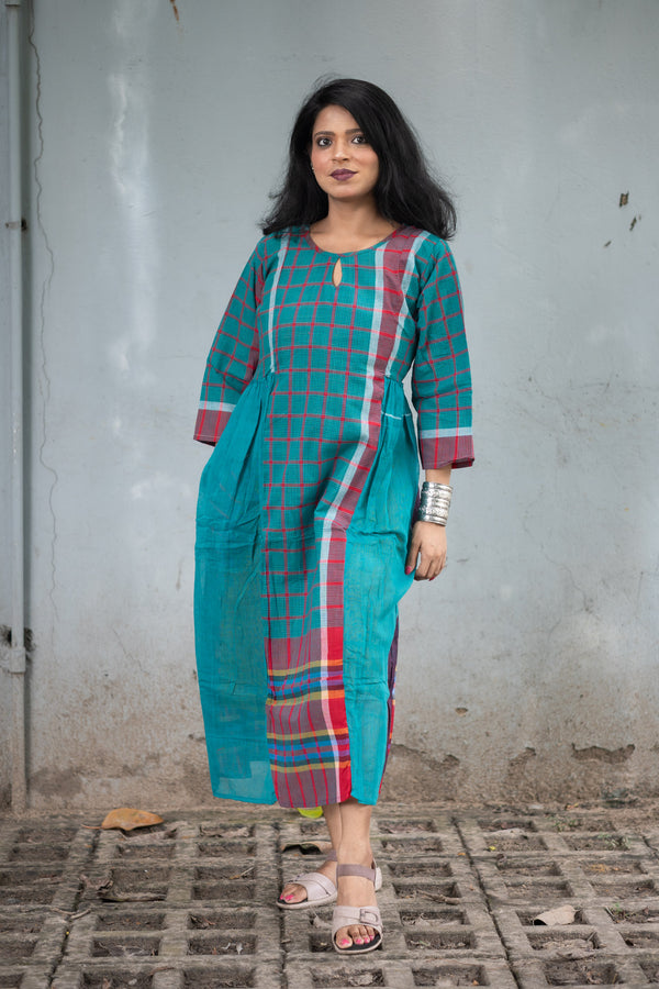 Kajori — Handwoven Gamcha Cotton Kurta Dress
