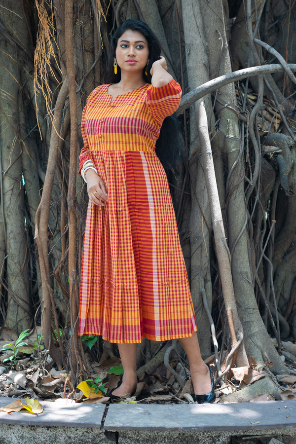 Agnishikha — Handwoven Gamcha Cotton Dress