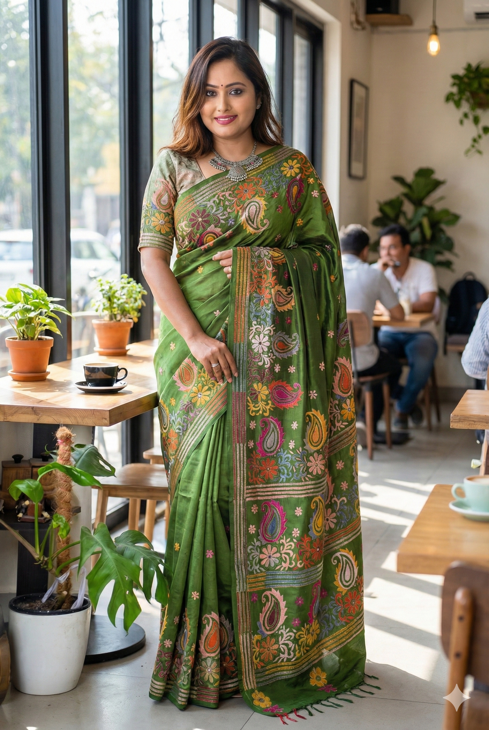 olive Katha silk saree