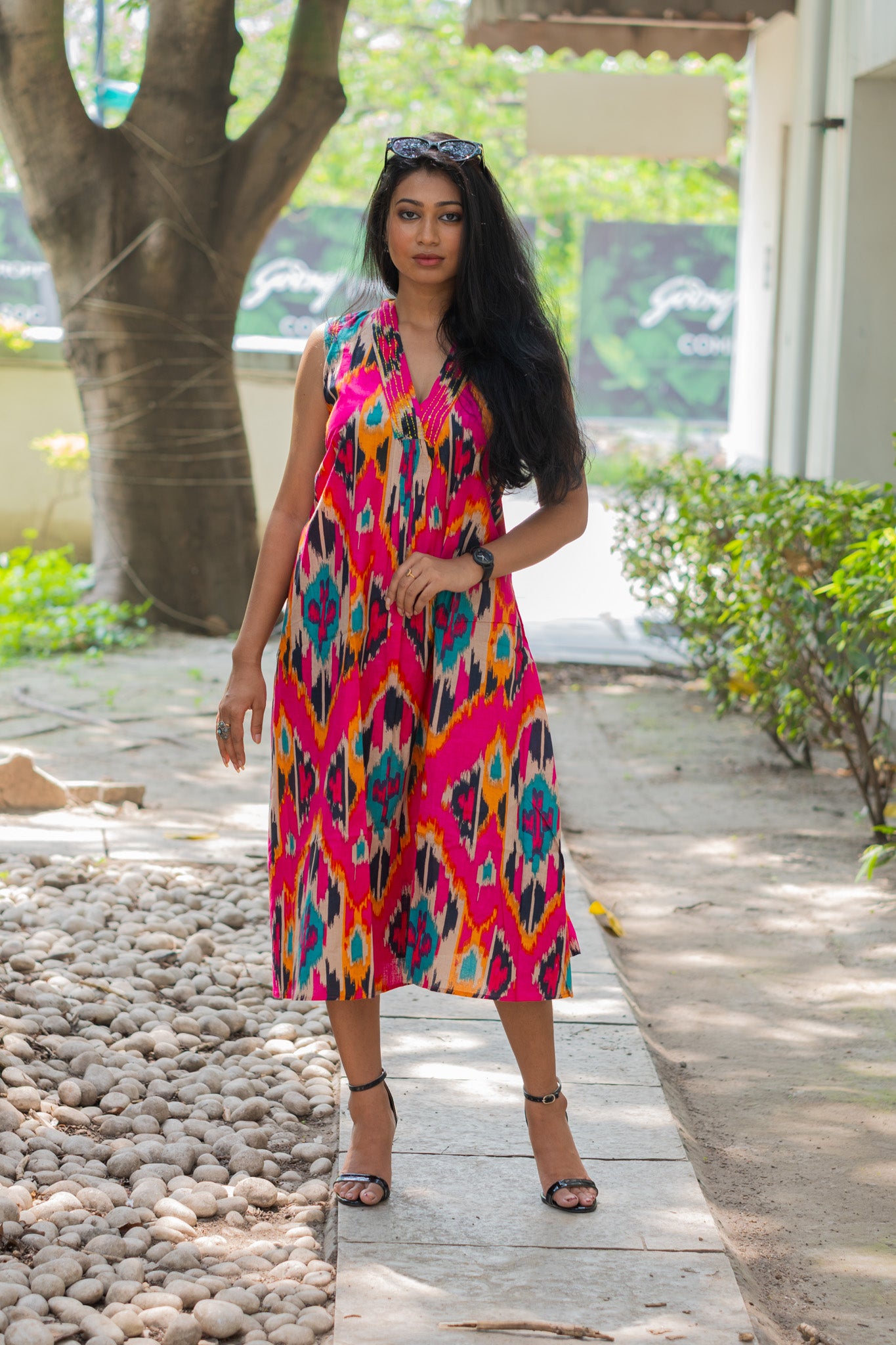 Ikkat rose Dress - Uttariya