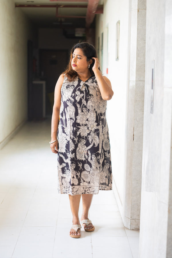 Nrityo Hand Block Kalamkari Cotton Dress