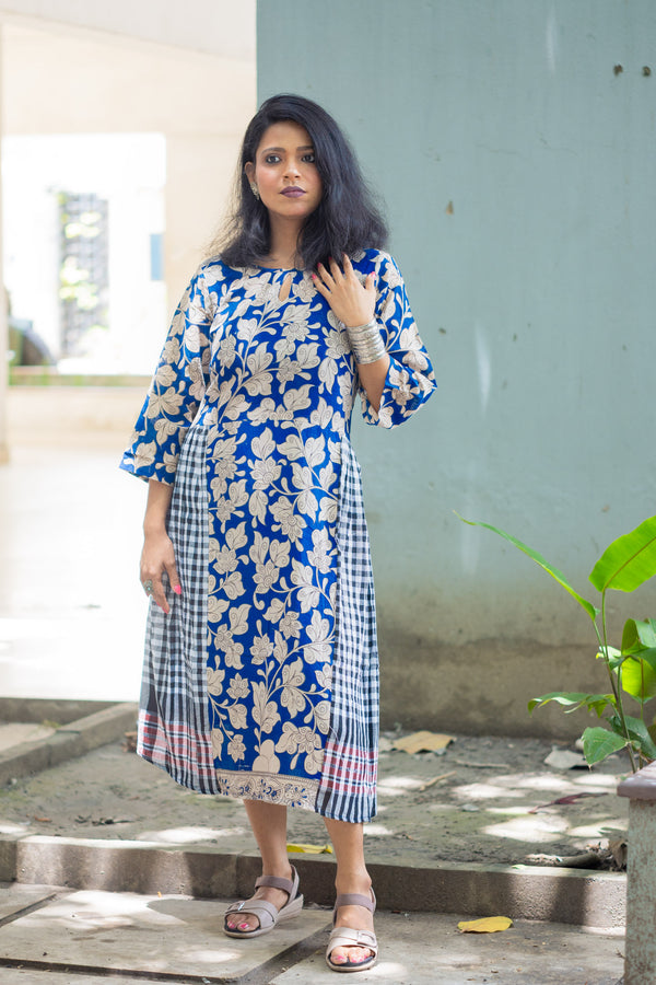 Meghna — Hand Block Kalamkari Cotton Dress