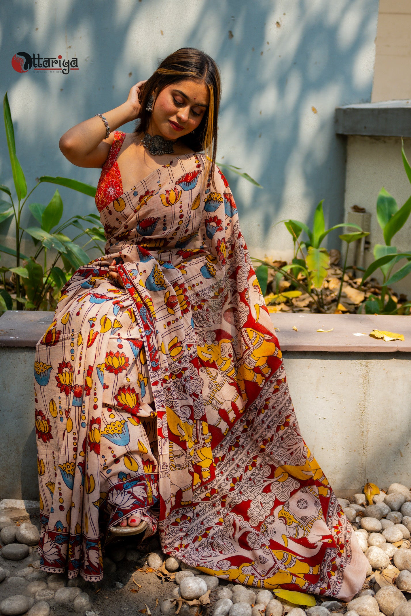 Kamal lata Kalamkari Saree