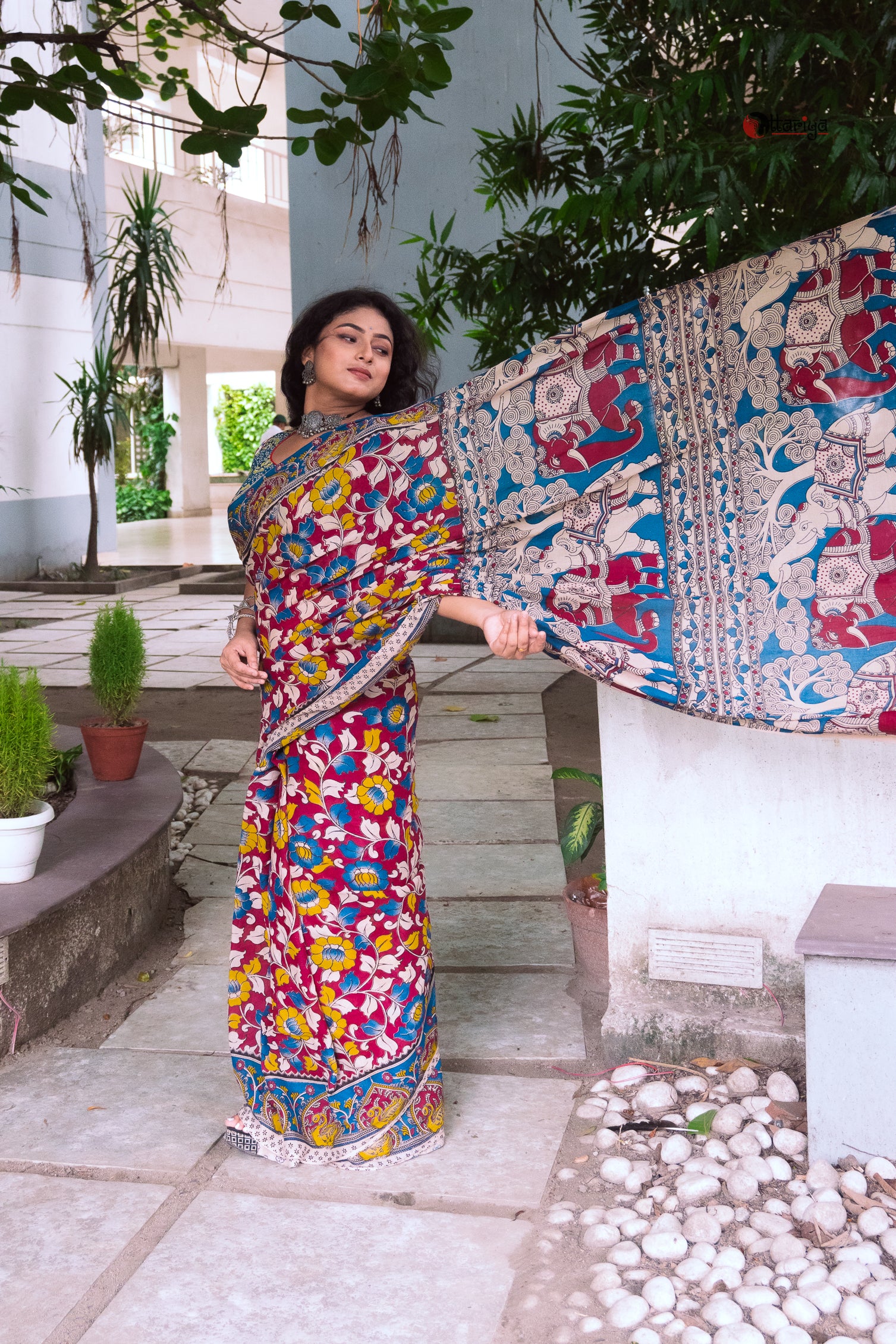 Kalm e gul kalamkari Saree