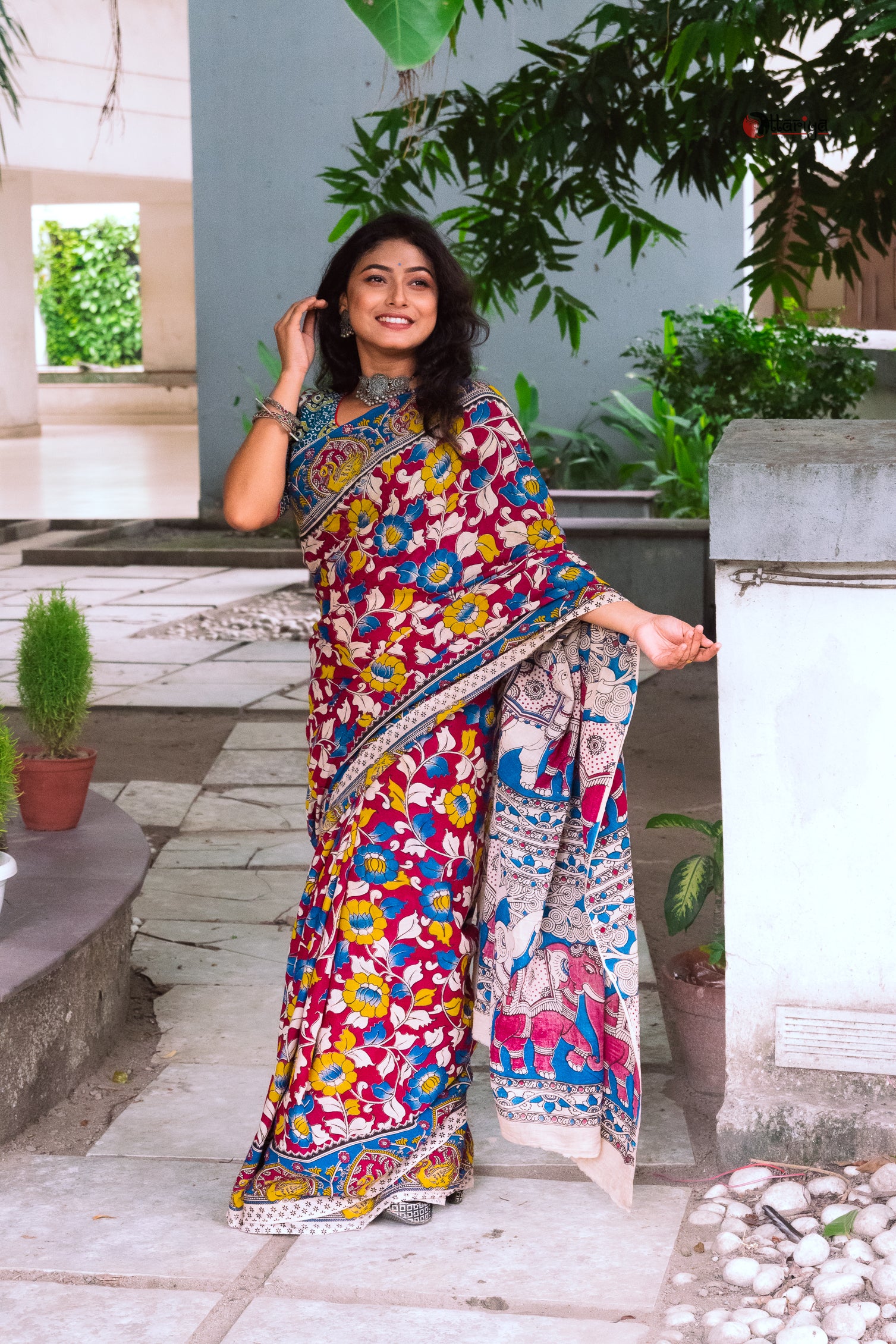 Kalm e gul kalamkari Saree