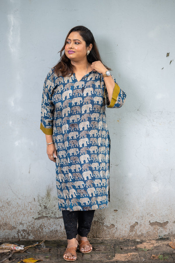 Airavat Silk Kalamkari Kurta