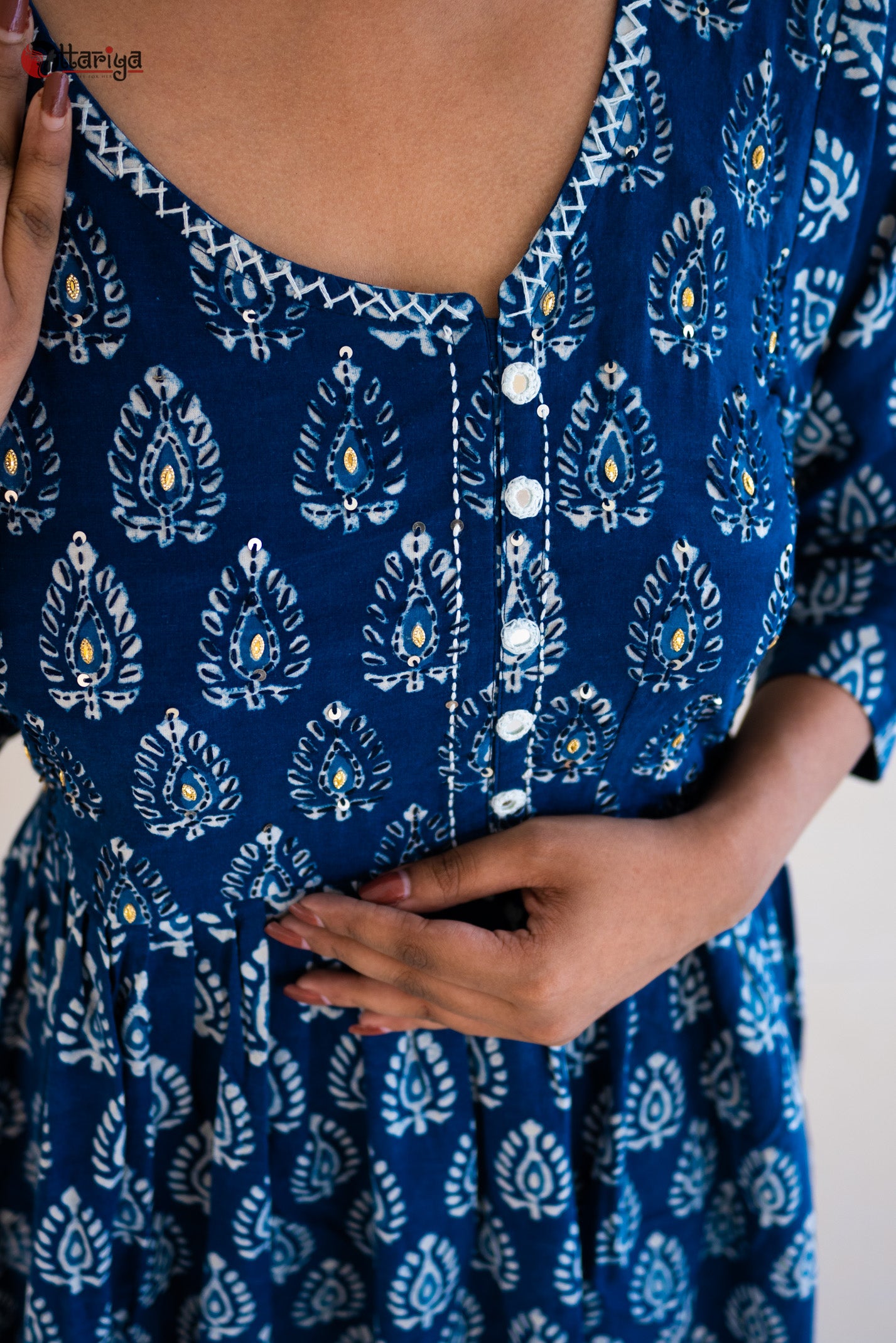 Enchanting Indigo Kali Kurta