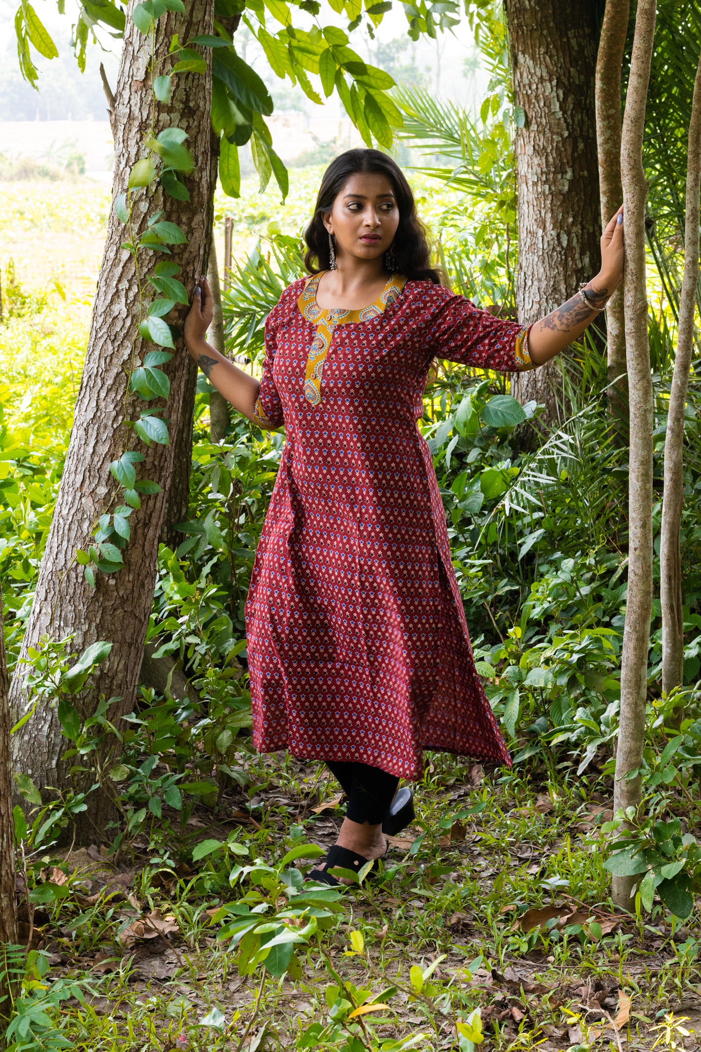 Meroon Designer Handmade Cotton Kurti