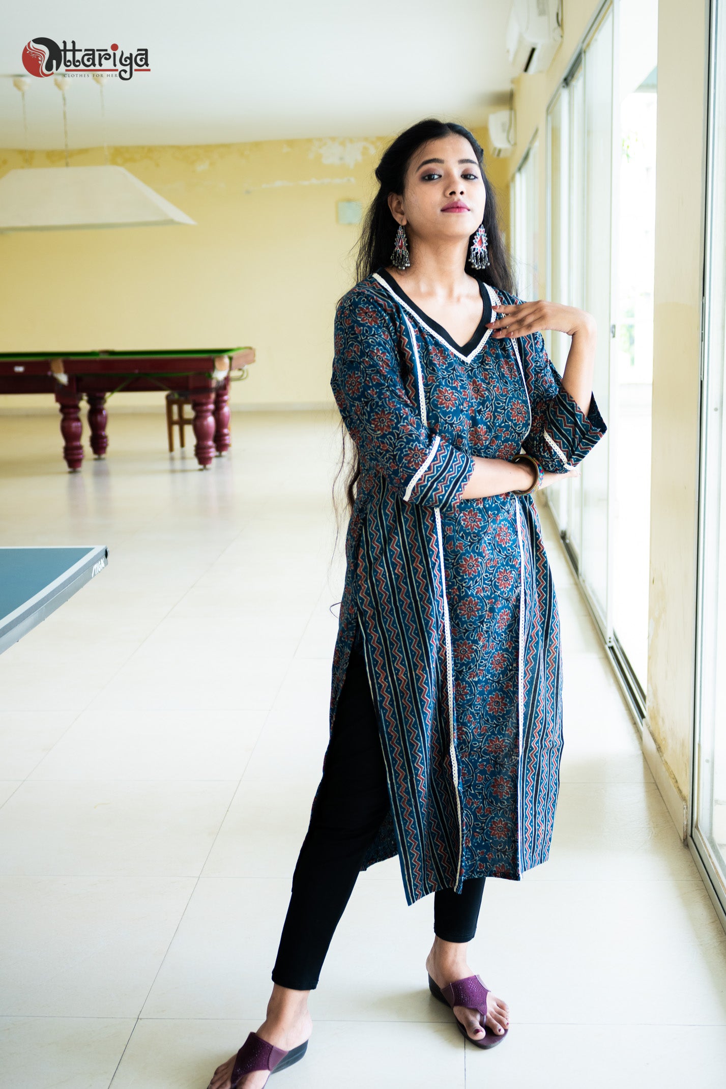 Yale Blue Classic Handwork Cotton Saree - Uttariya