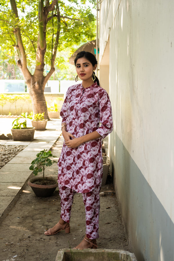 Pochampally Chromatic Swirl Linen Silk Co ord Set - Uttariya