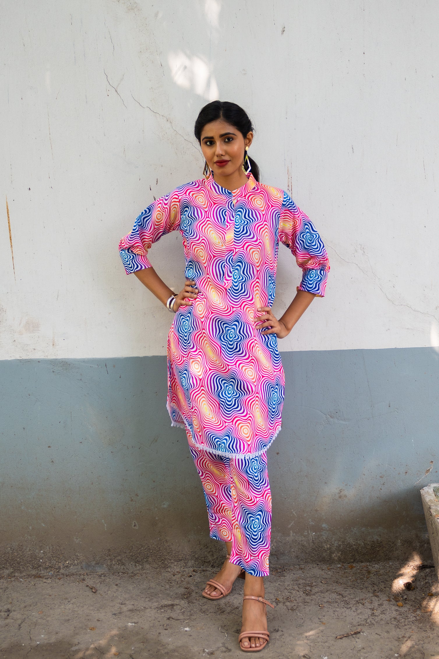 Prismatic Hue Harmony Silk Co ord Set