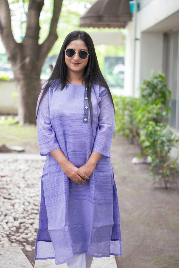 Purple Khadi Kurta