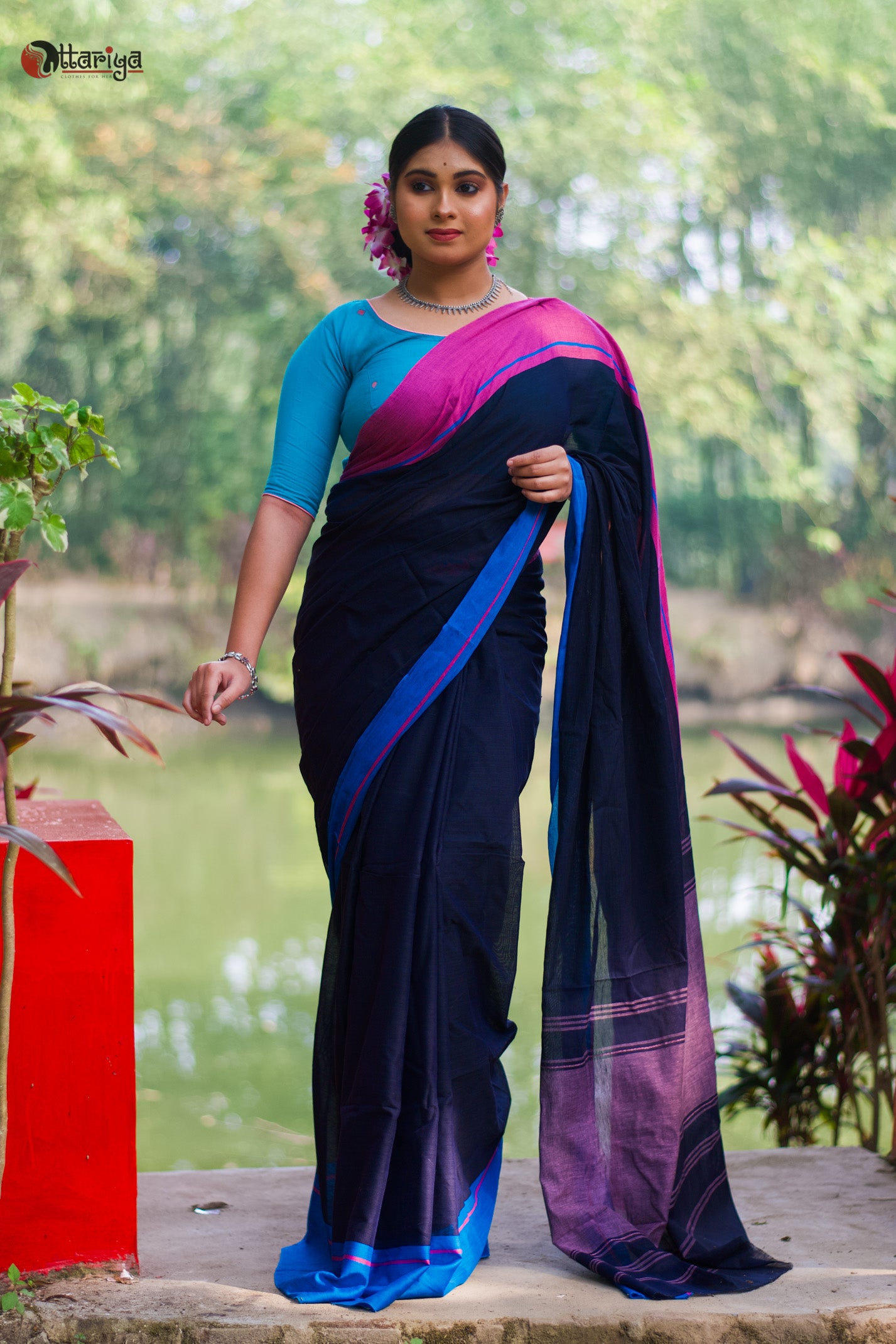 Navy Blue Love saree