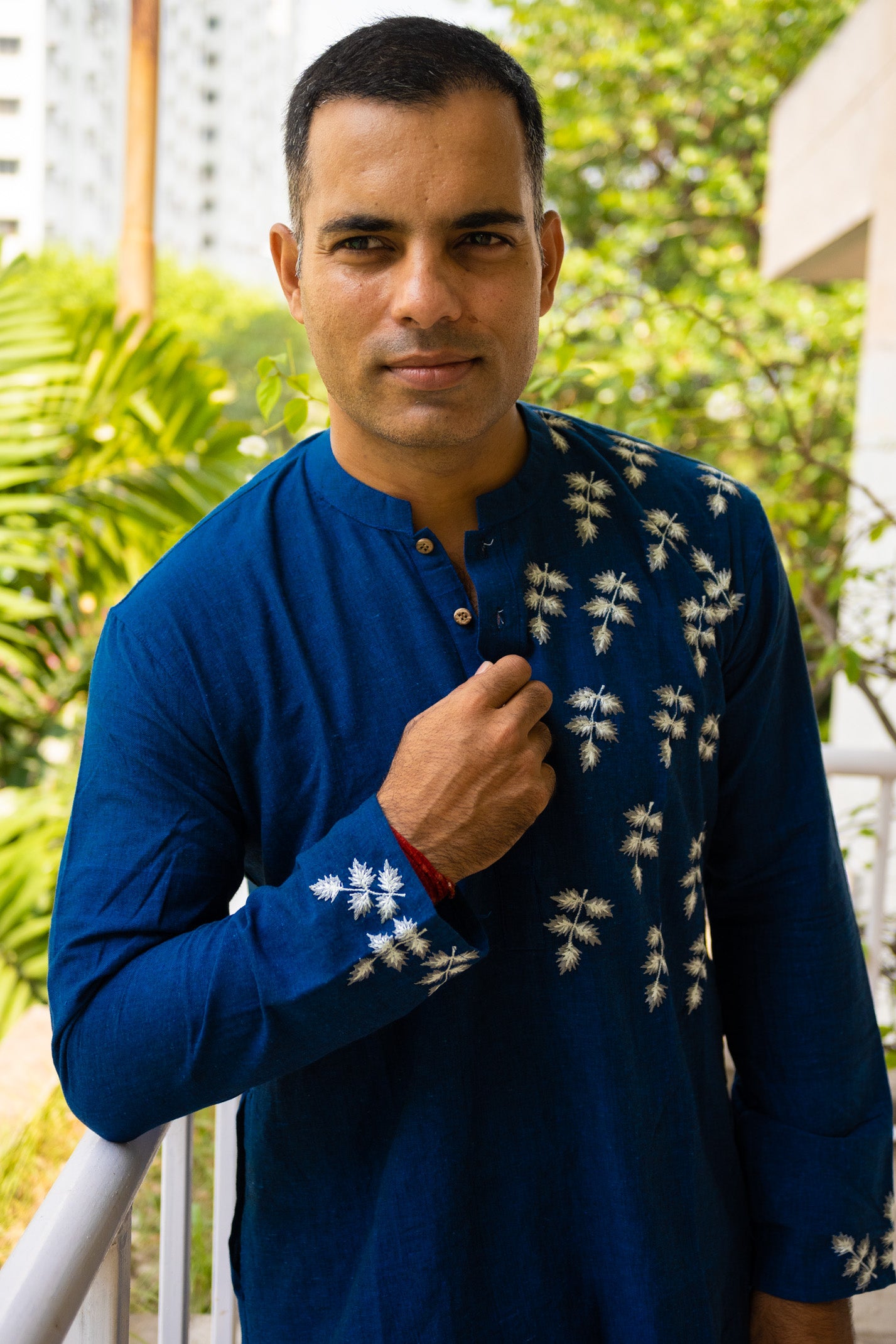 Indigo Khadi Long kurta - Uttariya