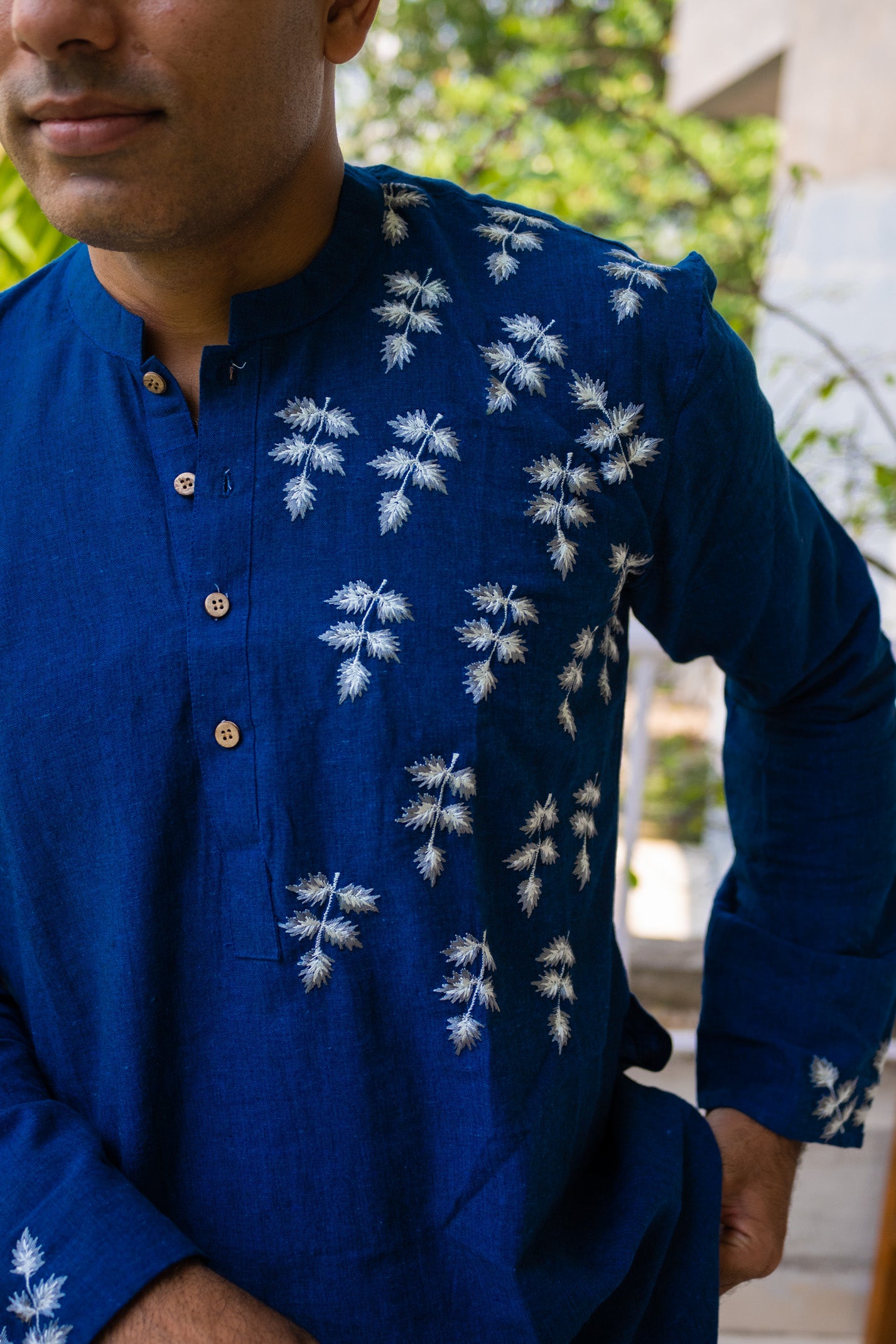 Indigo Khadi Long kurta - Uttariya