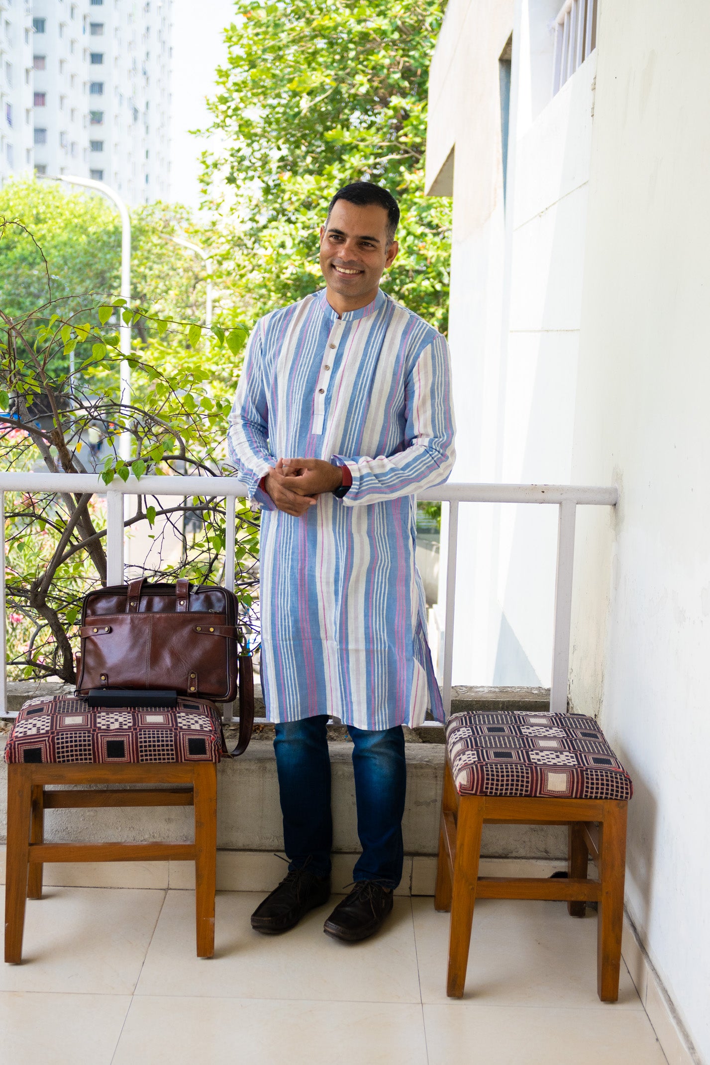 Pure handloom cotton organic kurta - Uttariya