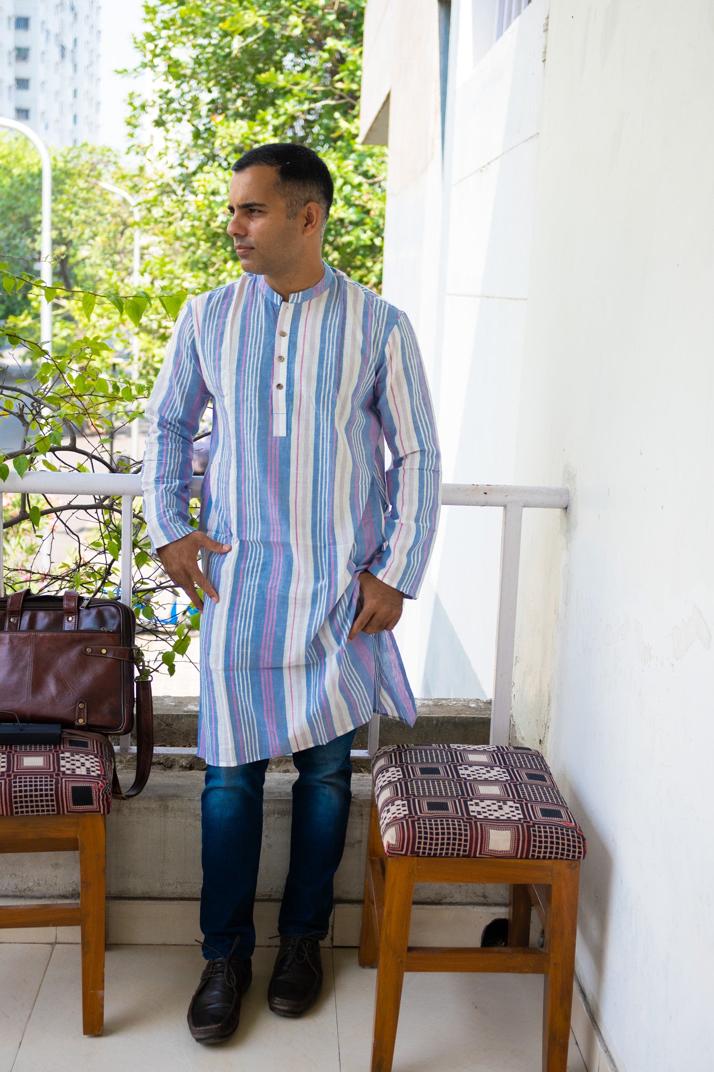 Pure handloom cotton organic kurta - Uttariya