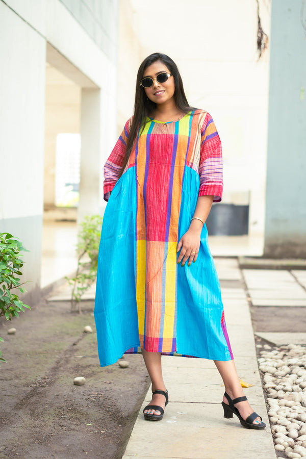 Tapti — Handwoven Gamcha Cotton Dress - Uttariya