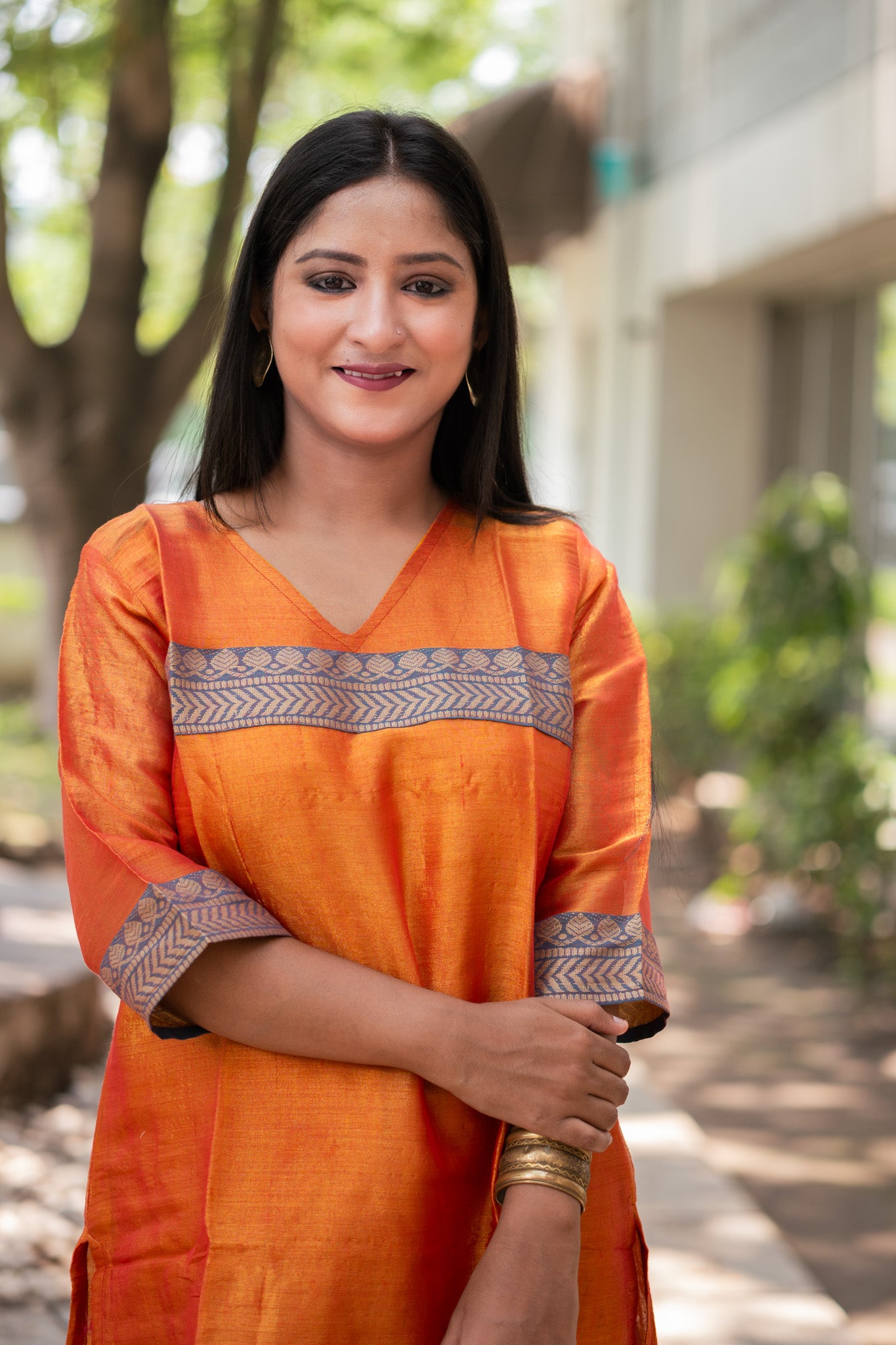 Sunehri Teal Tissue Kurta