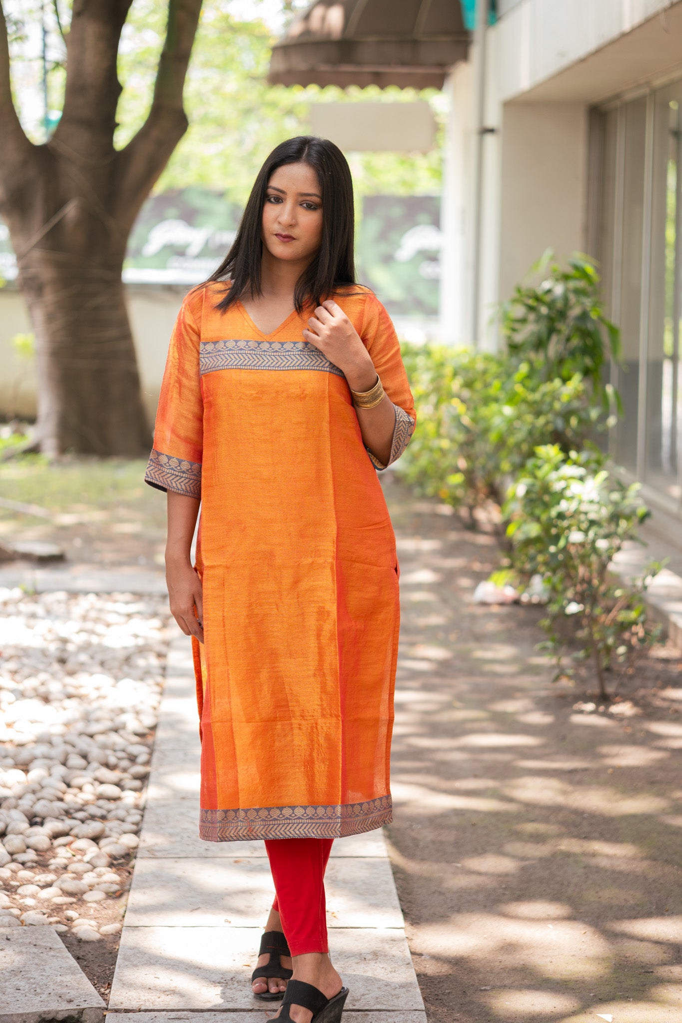 Sunehri Teal Tissue Kurta